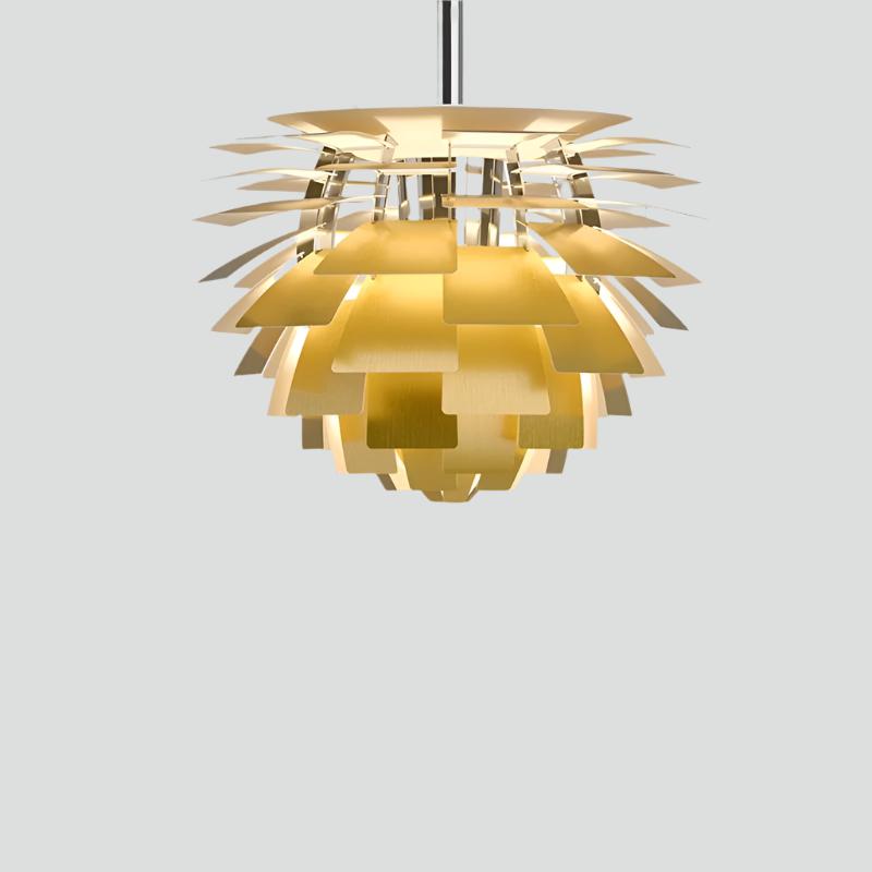 Lyra Artichoke Aluminum Brass Pendant Light LED Sculpture