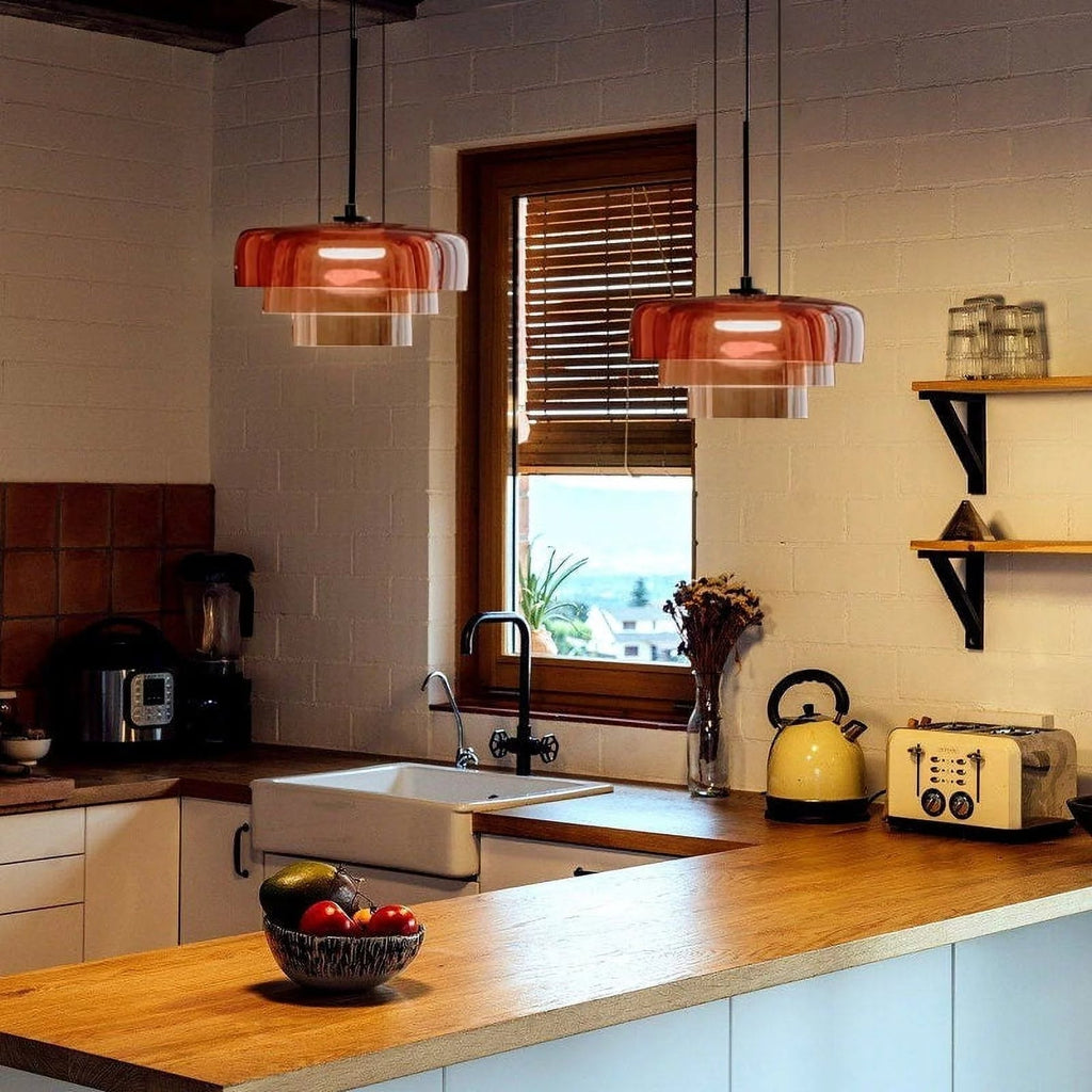 NovaLume Glass and Metal Pendant Light for Kitchen and Dining