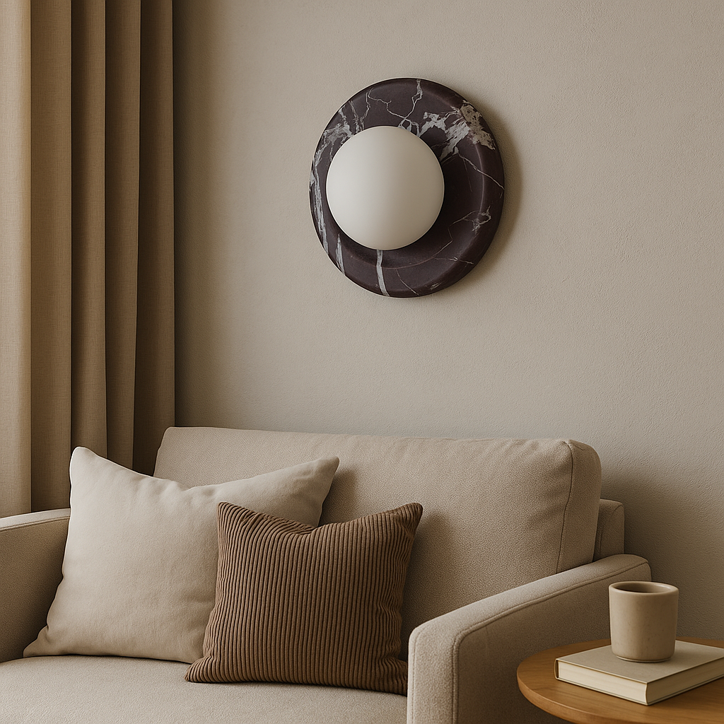 Elara Round Marble Wall Light With Soft Frosted Glow For Any Room