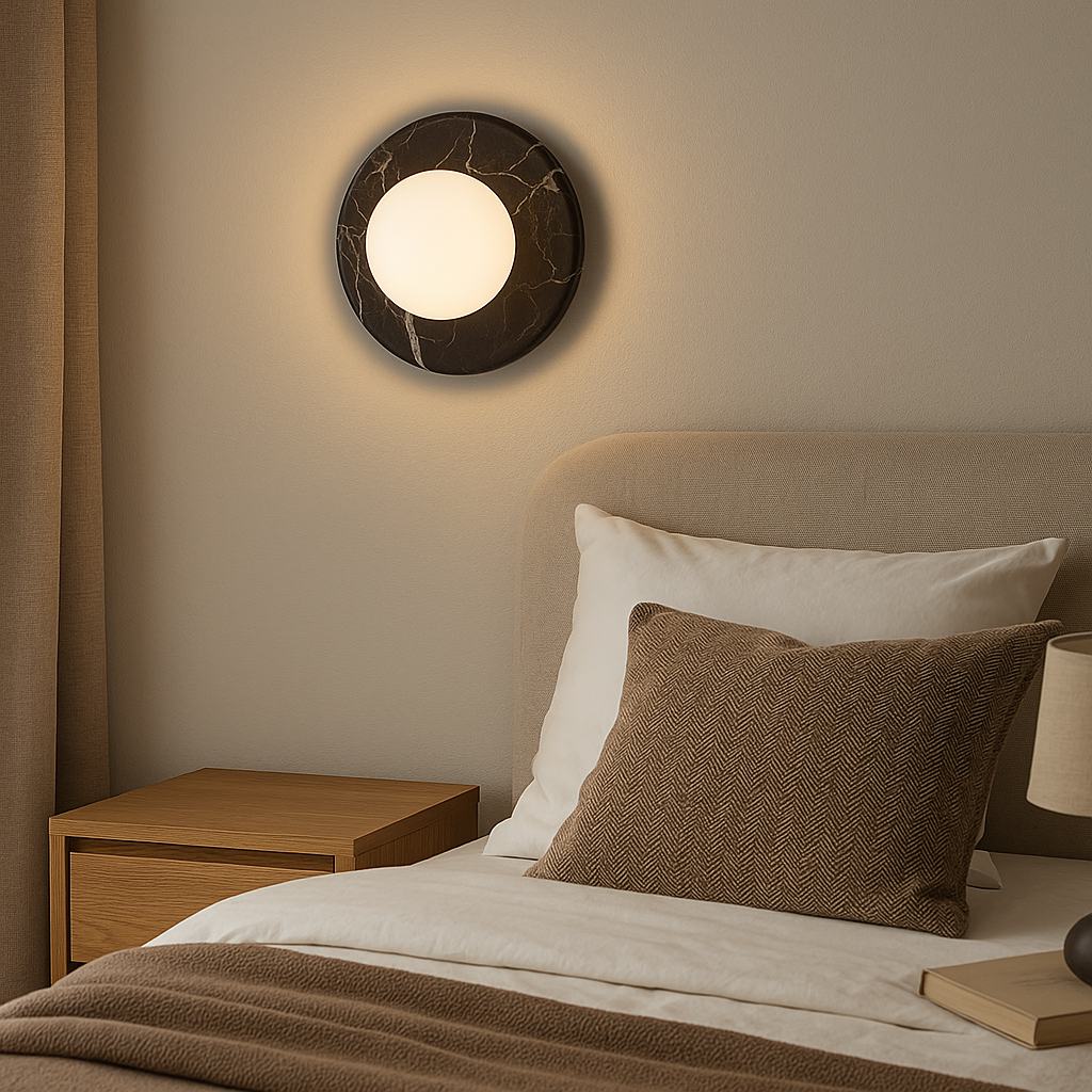 Elara Round Marble Wall Light With Soft Frosted Glow For Any Room