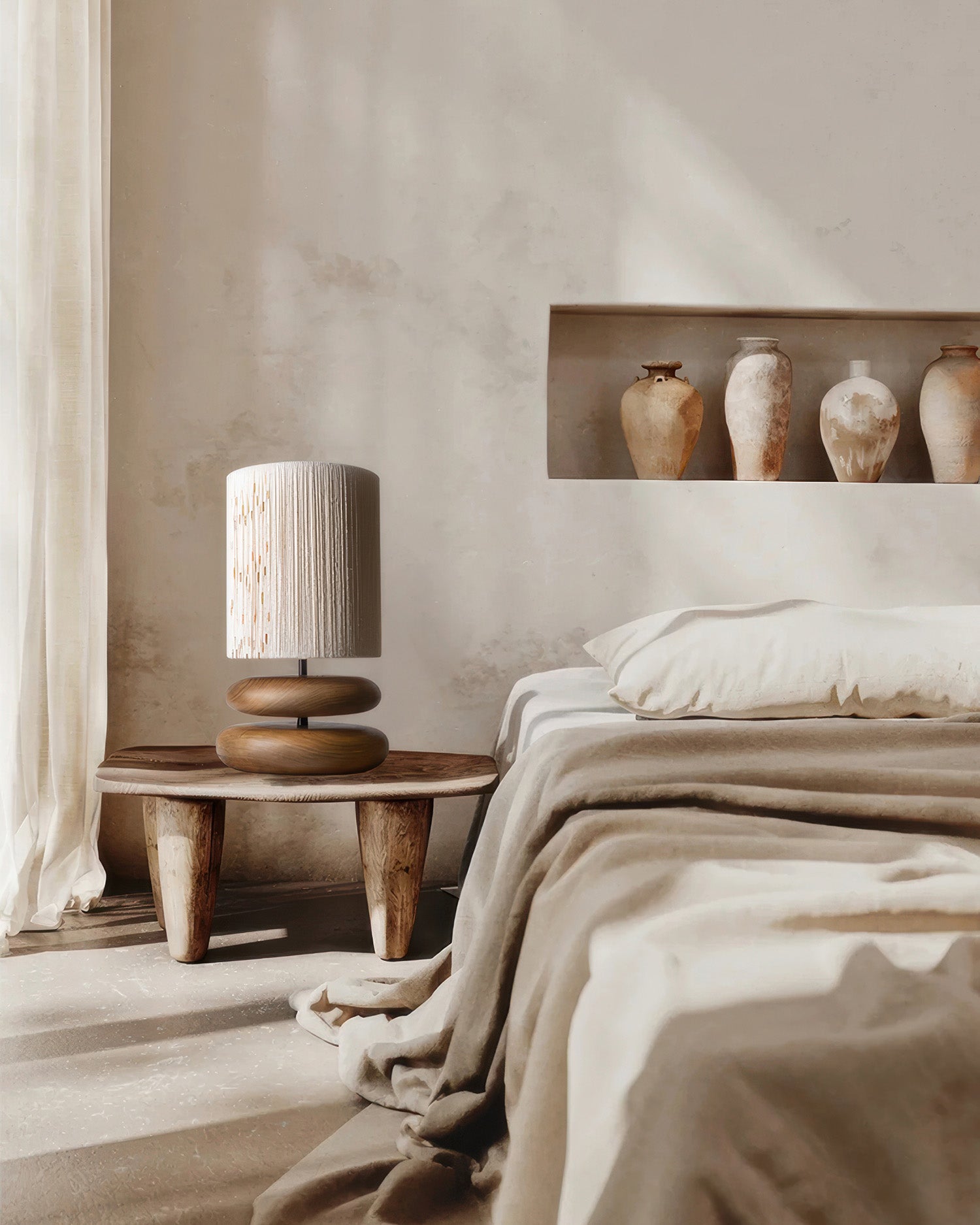 Solmere Tranquil Wood Table Lamp With LED Compatibility And Energy Efficiency