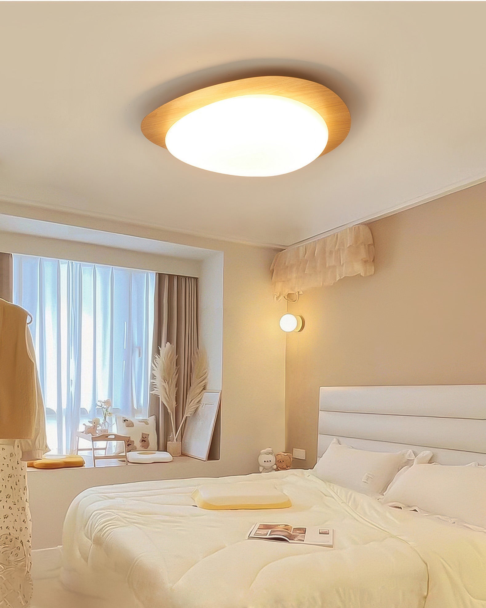 Nyra | Nordic Pebble Wood Grain LED Ceiling Light With Even Illumination