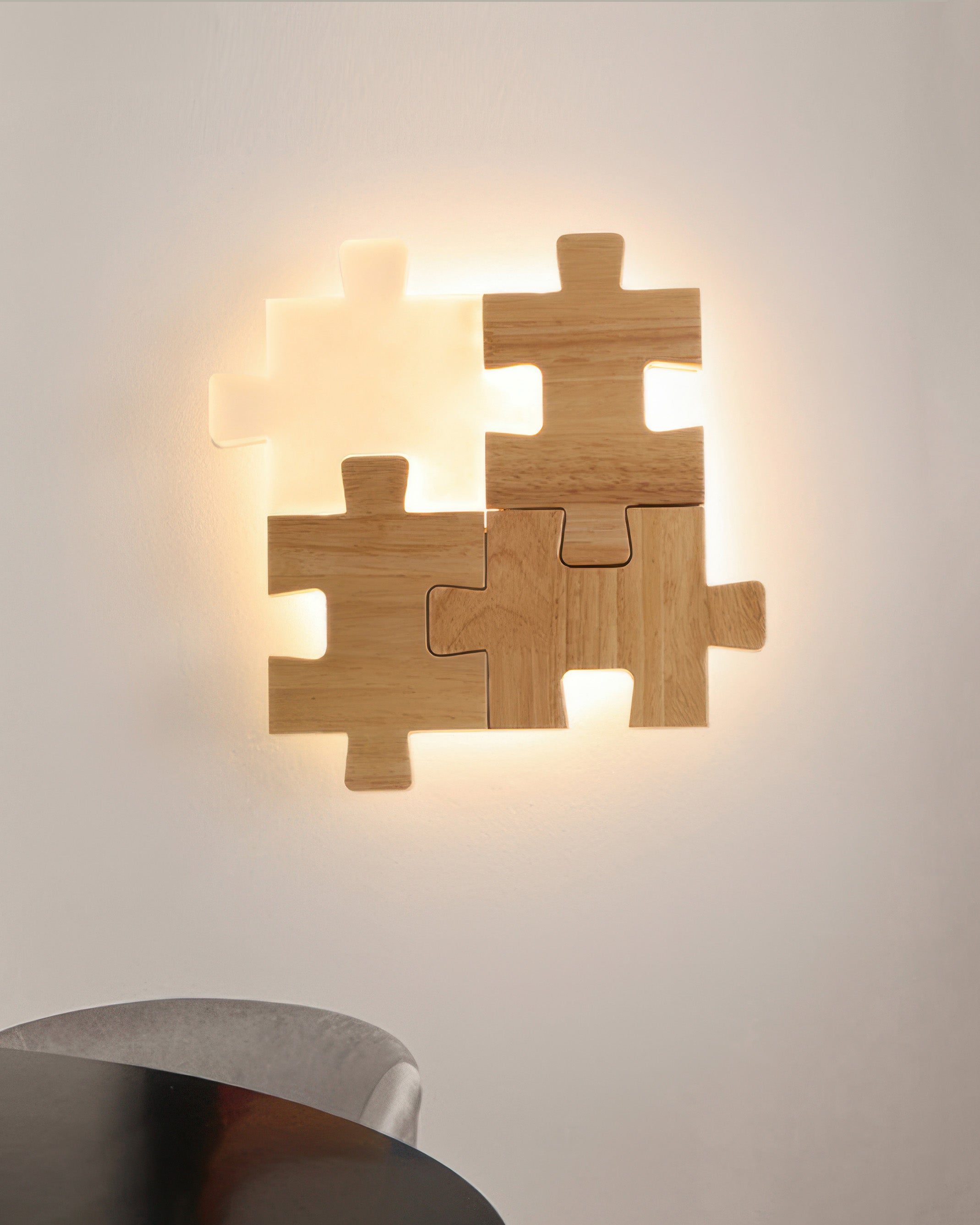 NovaPuzzle Wood Puzzle LED Wall Sconce in Nordic Minimalist Style