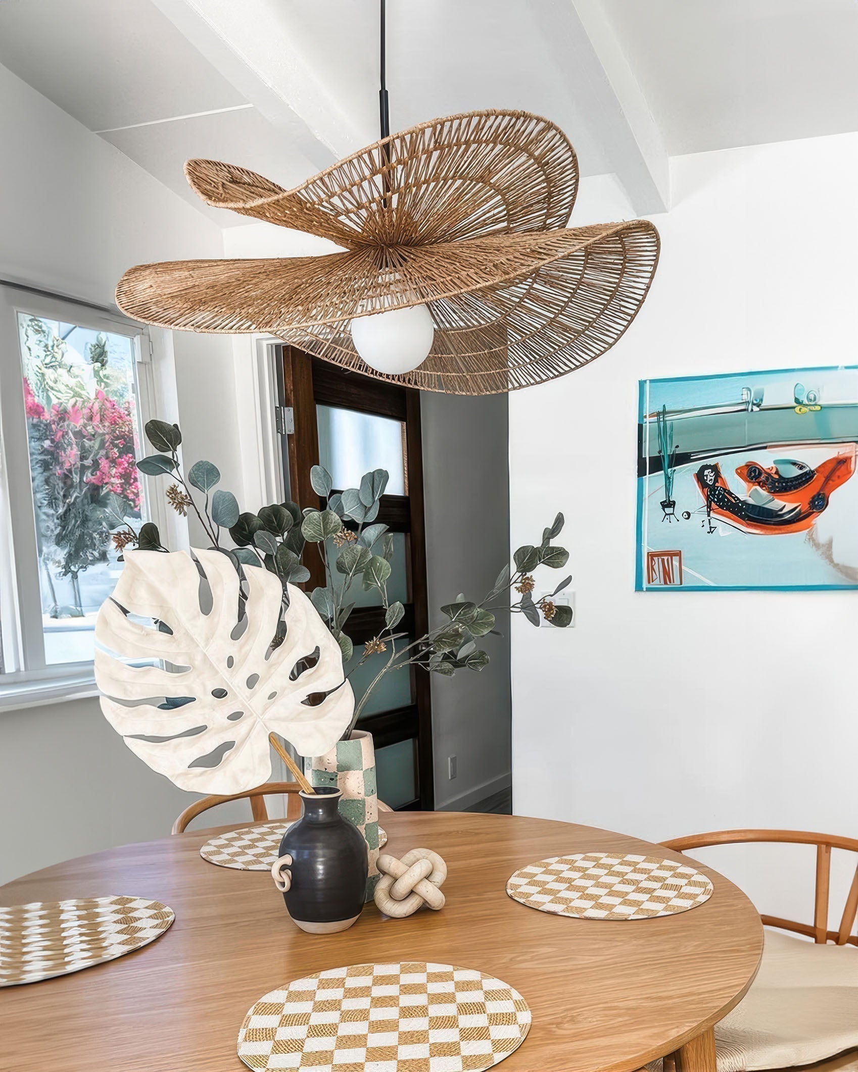 LumaRin Handwoven Rattan Chandelier in Japanese Wabi Sabi Style Ambient Light