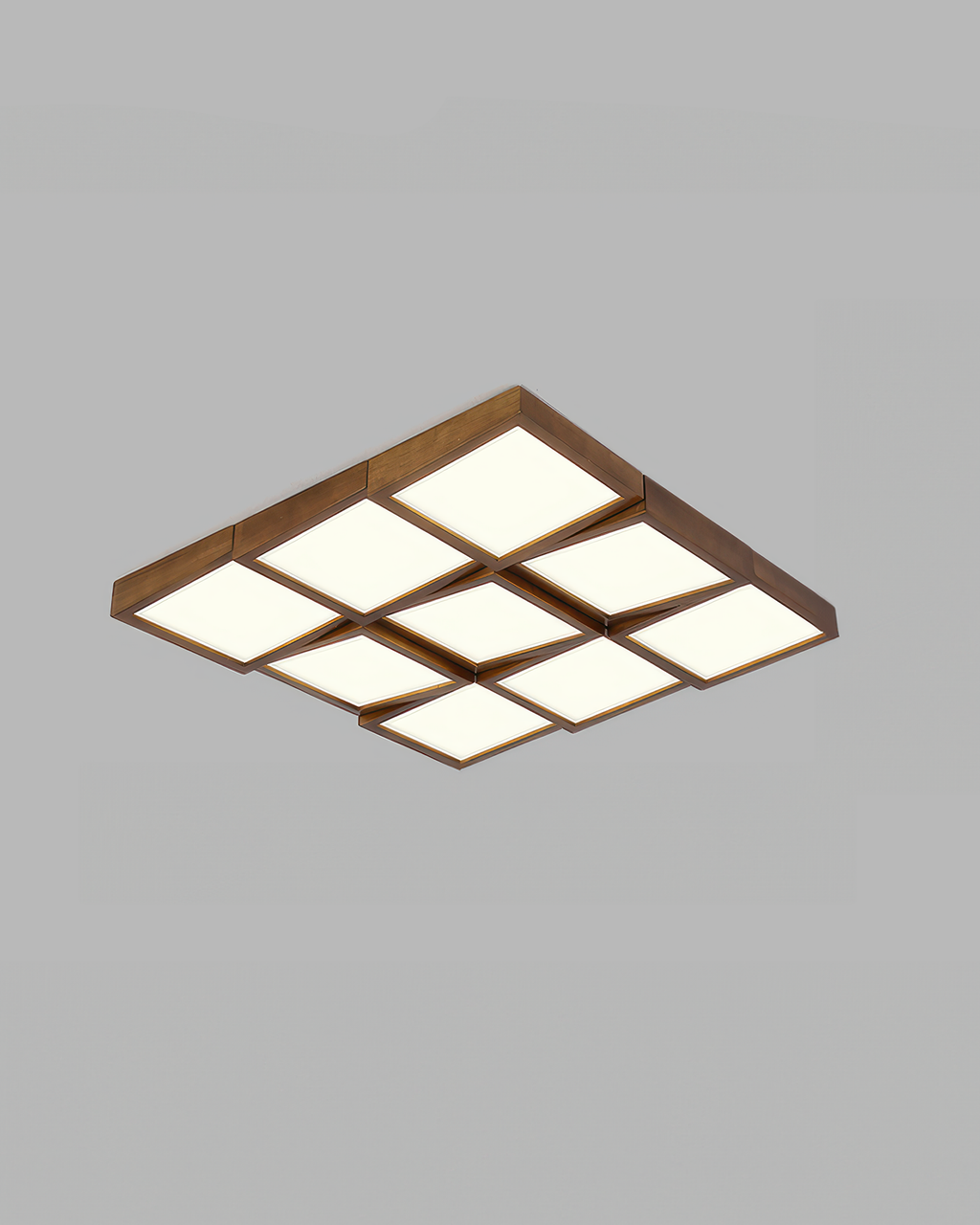 Caelum Modernist Walnut Log LED Ceiling Light, Energy-Efficient Soft Glow