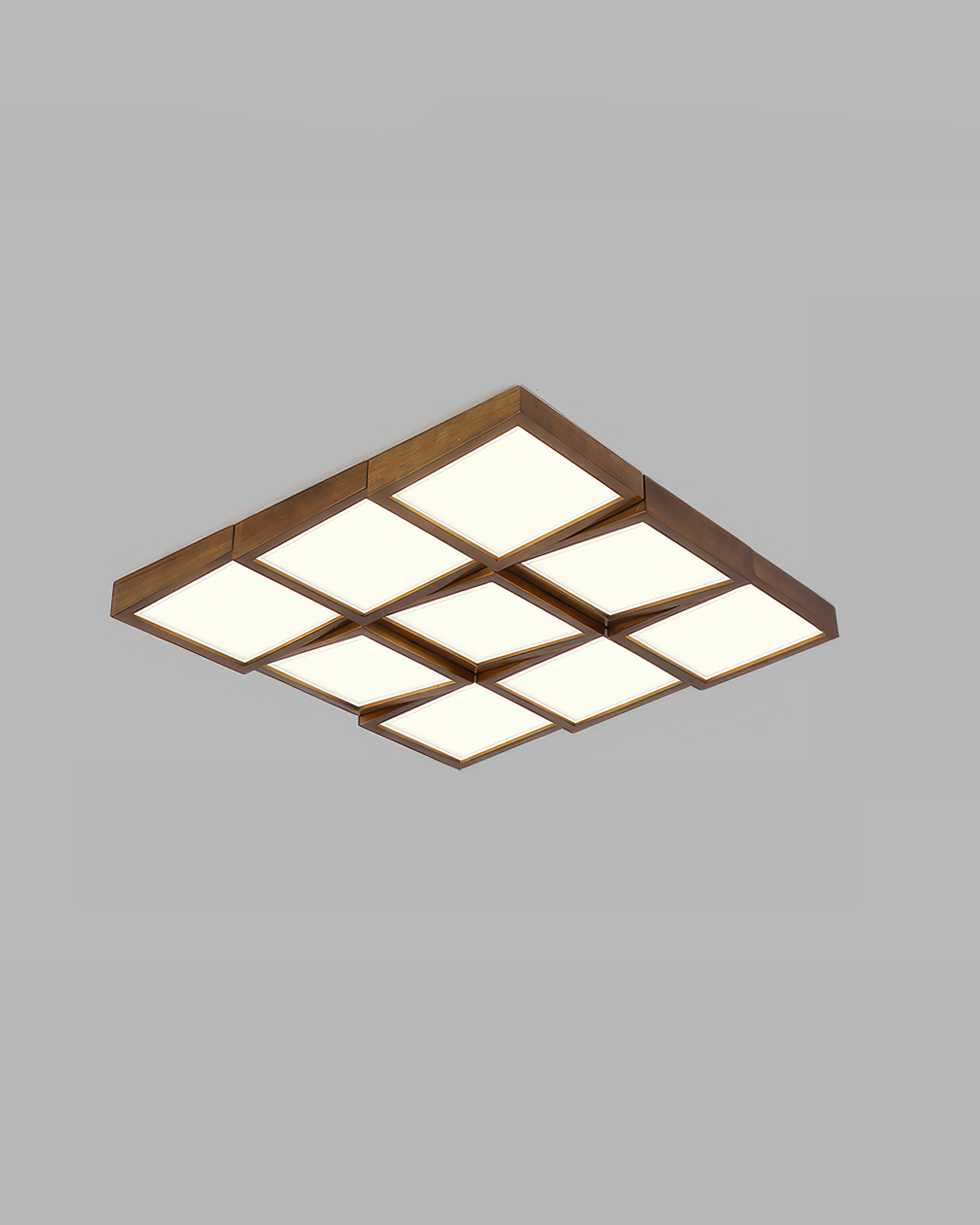 Caelum Modernist Walnut Log LED Ceiling Light, Energy-Efficient Soft Glow