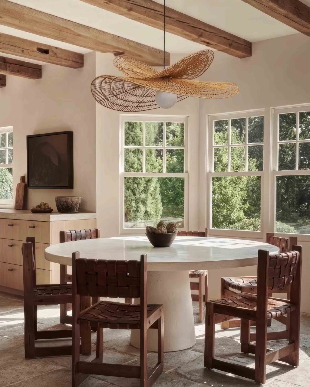 LumaRin Handwoven Rattan Chandelier in Japanese Wabi Sabi Style Ambient Light