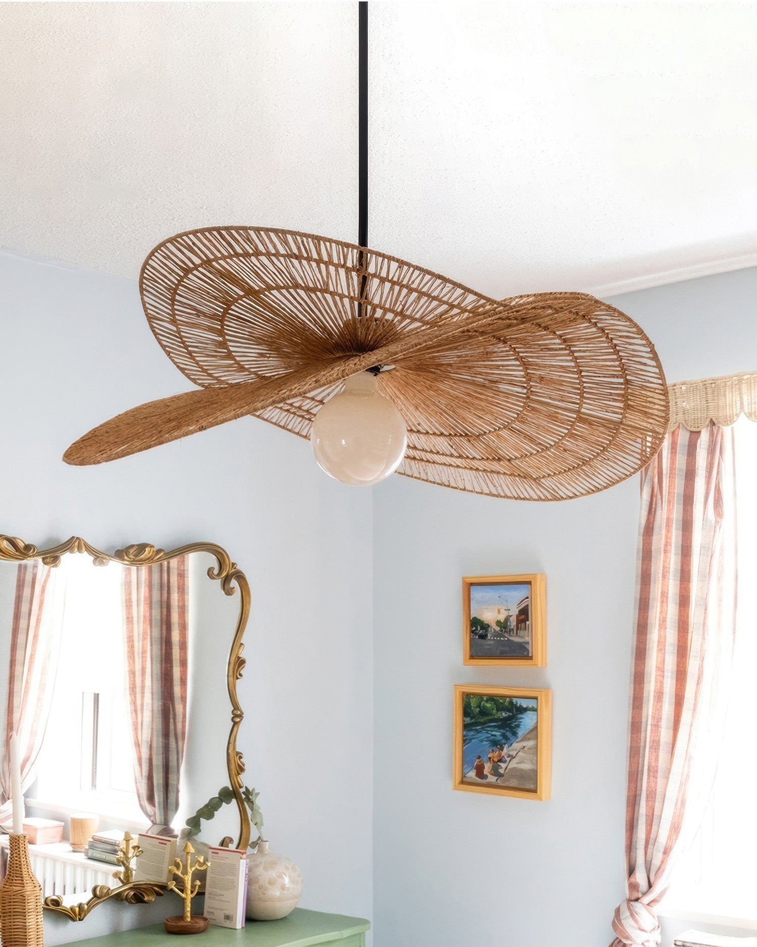 LumaRin Handwoven Rattan Chandelier in Japanese Wabi Sabi Style Ambient Light