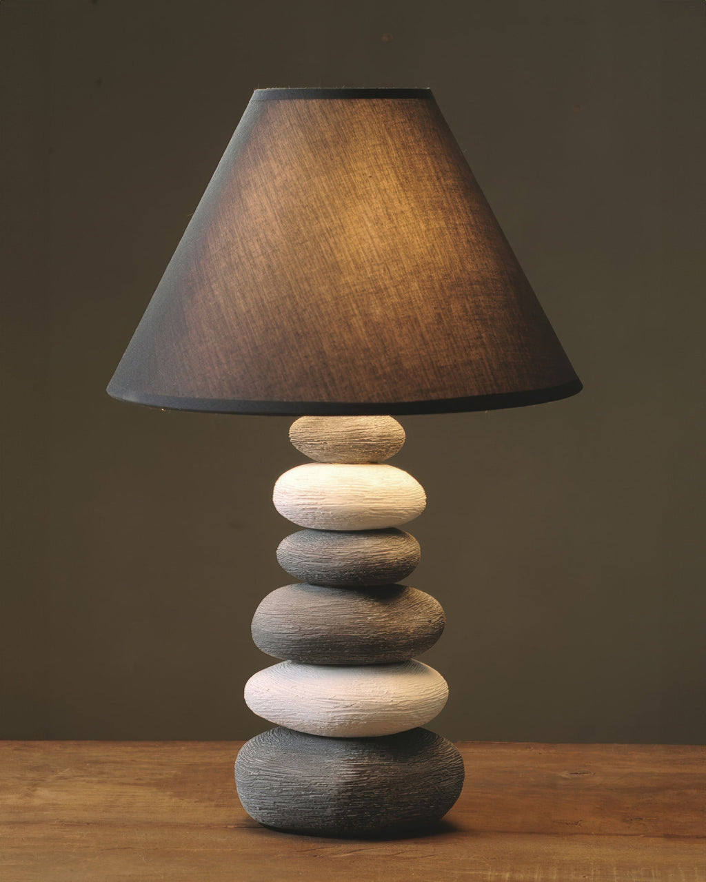 Aurelia Ambient Fabric Table Lamp with Stone-Textured Ceramic Base for Living Room