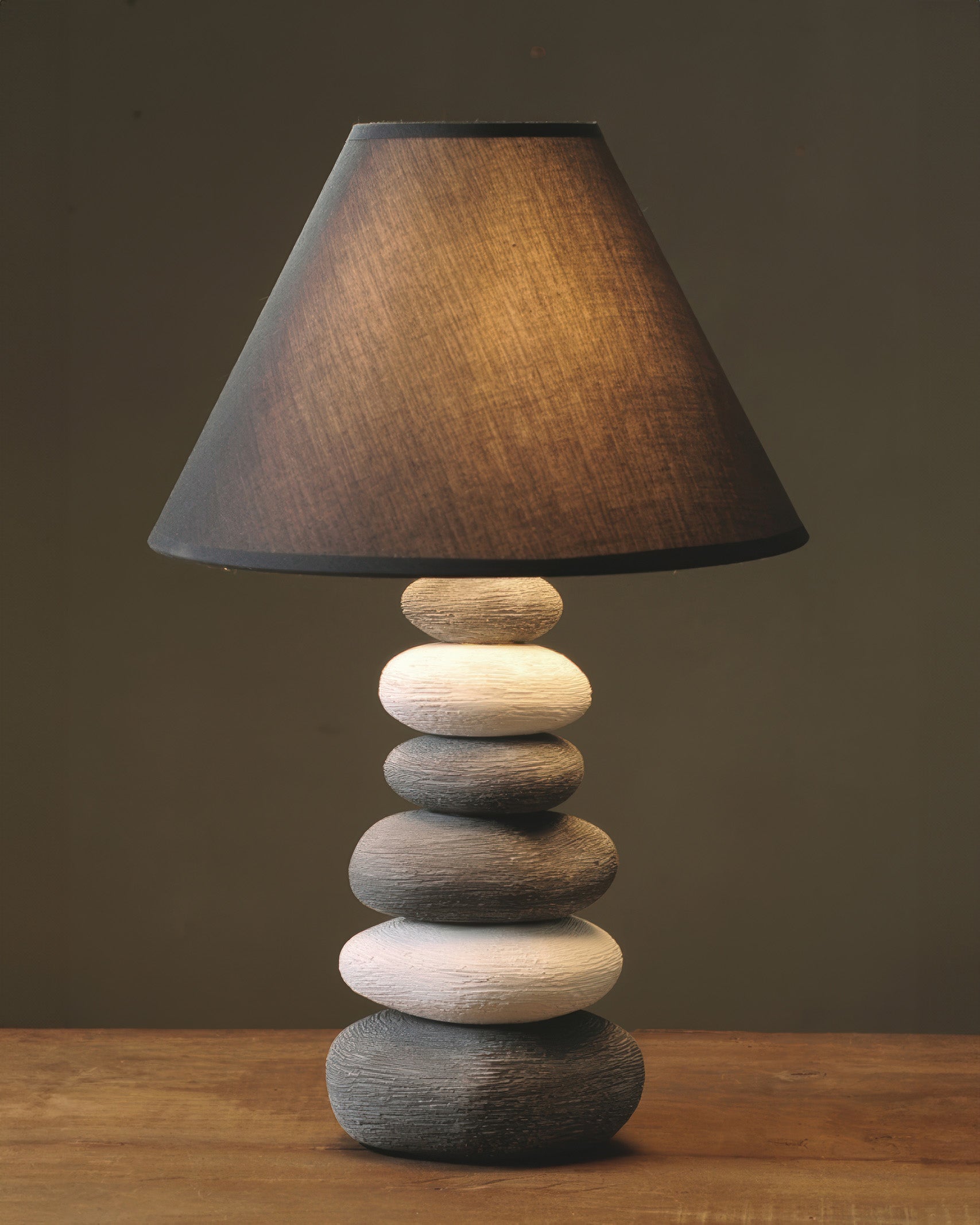 Aurelia Ambient Fabric Table Lamp with Stone-Textured Ceramic Base for Living Room