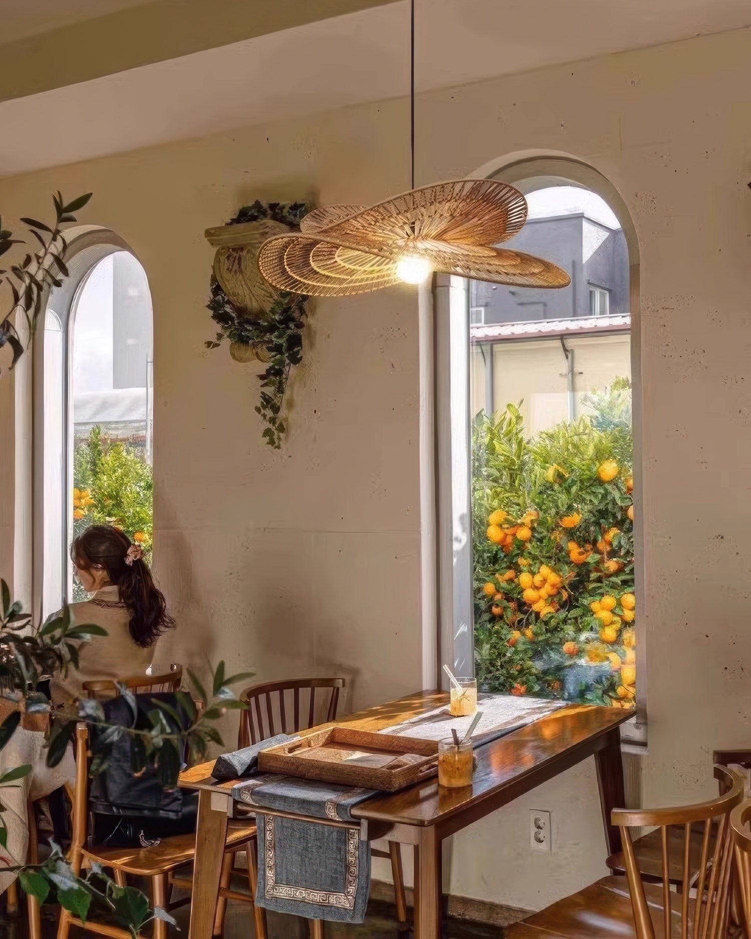 LumaRin Handwoven Rattan Chandelier in Japanese Wabi Sabi Style Ambient Light