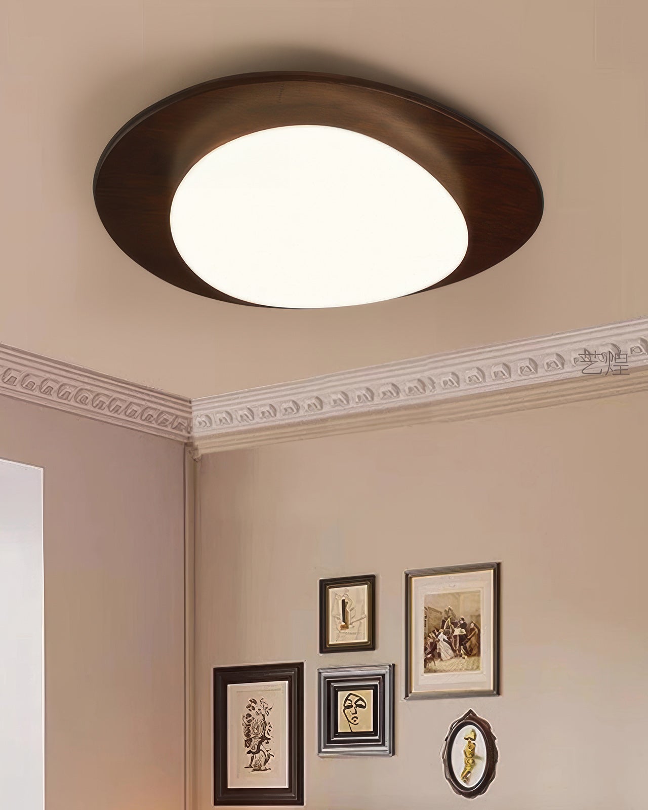 Nyra | Nordic Pebble Wood Grain LED Ceiling Light With Even Illumination