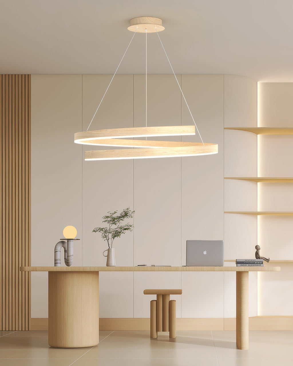 Kairo Mahogany-Style Chandelier With Adjustable Angles And Aluminum Woodgrain