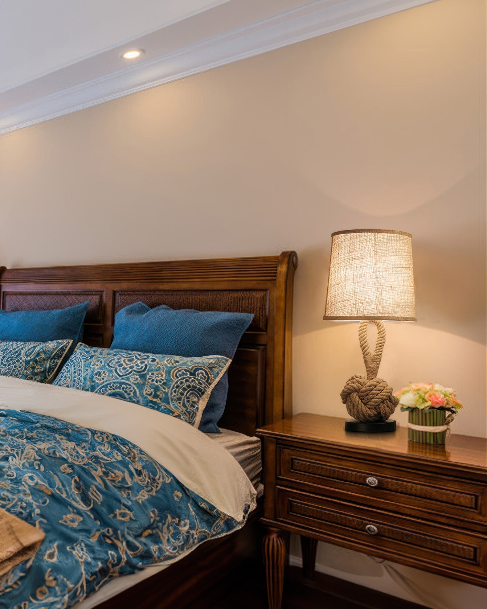 Haven Hemp Rope Table Lamp With Linen Shade And E27 Socket