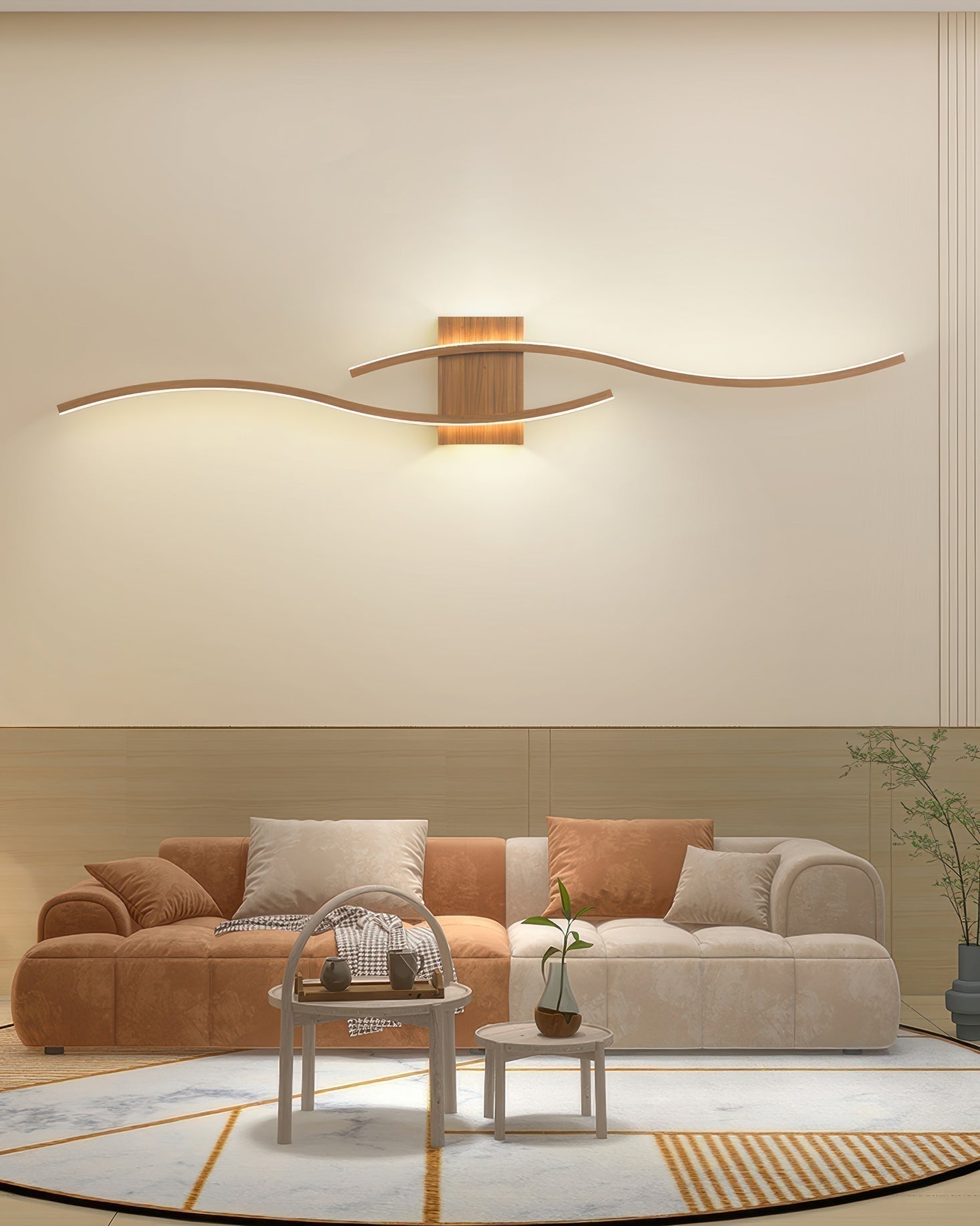 LumaVale Wood Grain Finish Minimalist LED Wall Light For Living Spaces