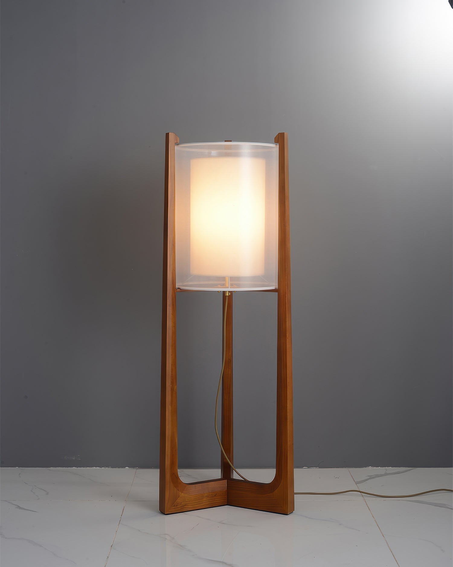 Orinex Floor Lamp In Ash Wood And Needle Wire Cloth Shade