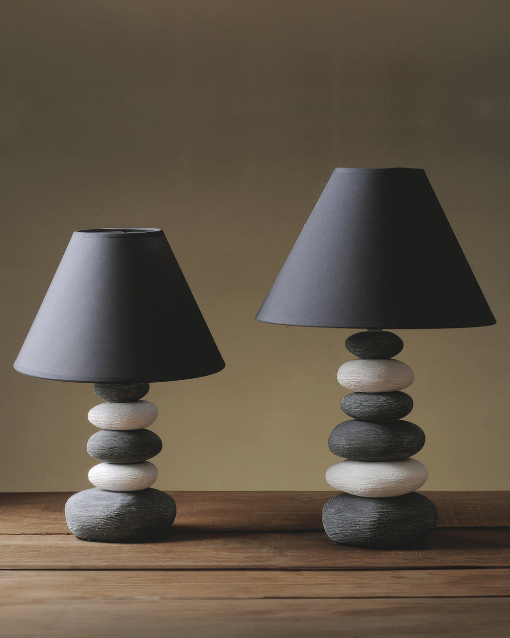 Aurelia Ambient Fabric Table Lamp with Stone-Textured Ceramic Base for Living Room