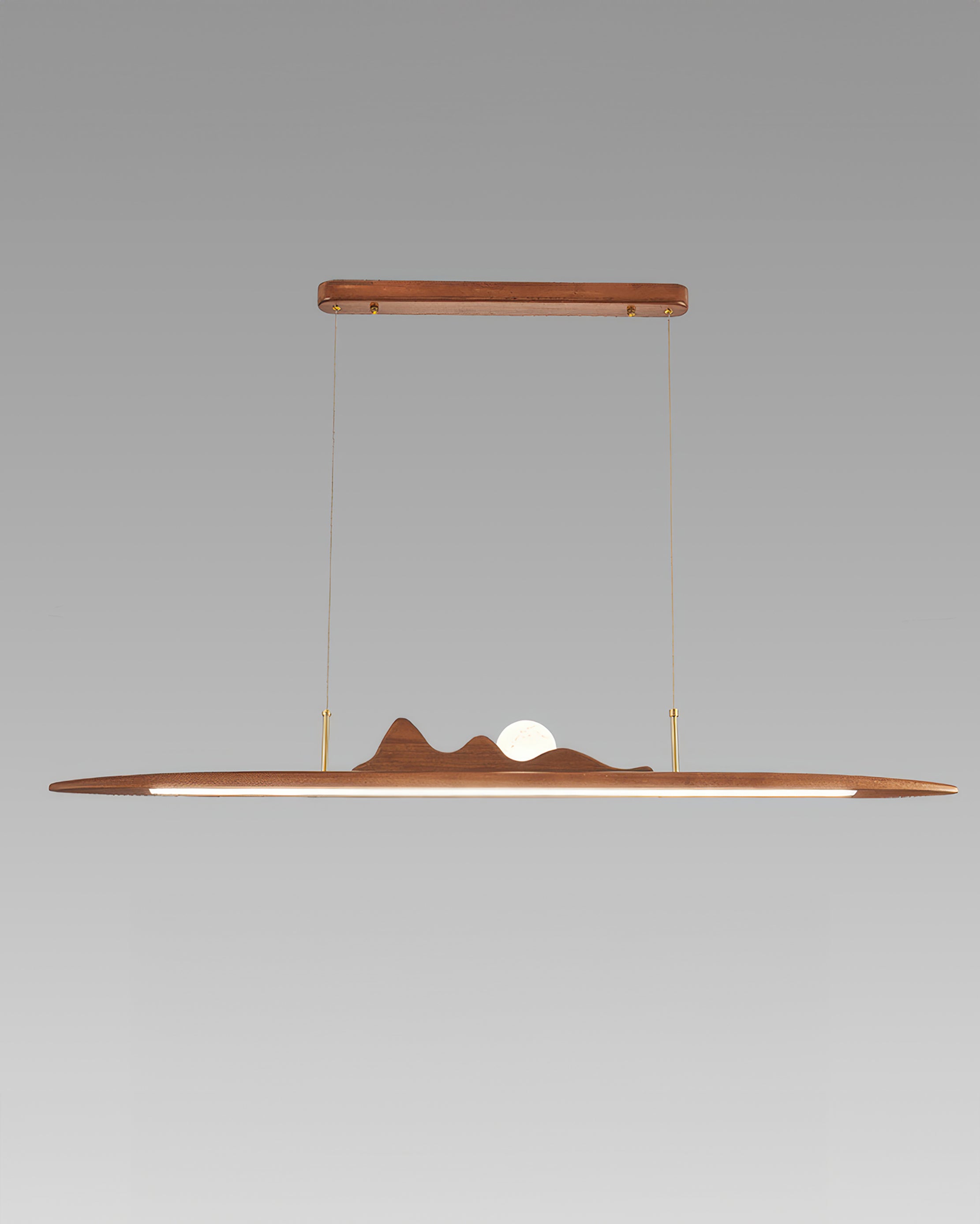 AuroraLine Wood Pendant Lamp In One Line Wabi-Sabi Style