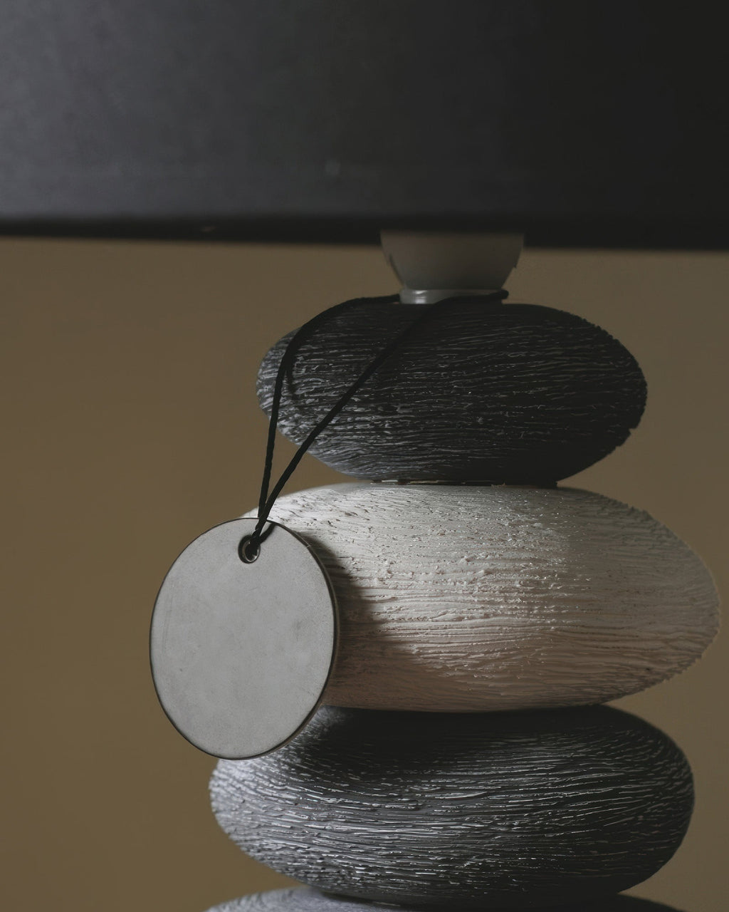 Aurelia Ambient Fabric Table Lamp with Stone-Textured Ceramic Base for Living Room