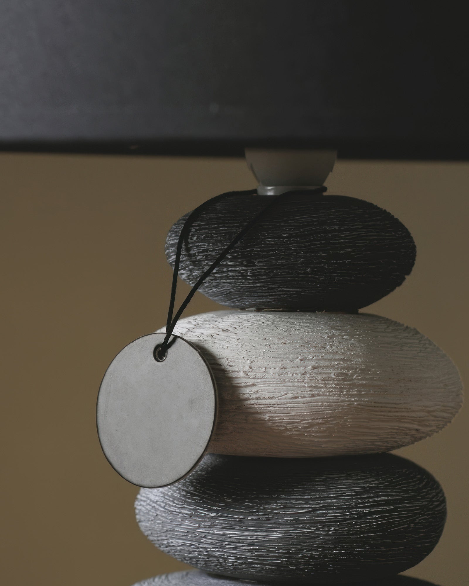Aurelia Ambient Fabric Table Lamp with Stone-Textured Ceramic Base for Living Room