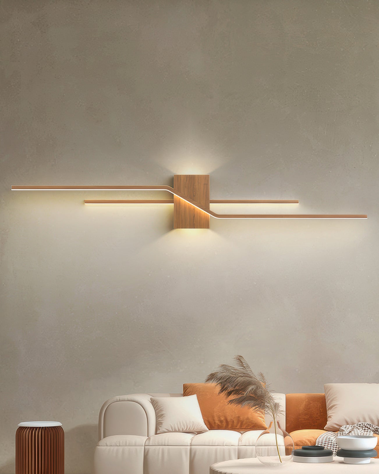 LumaVale Wood Grain Finish Minimalist LED Wall Light For Living Spaces