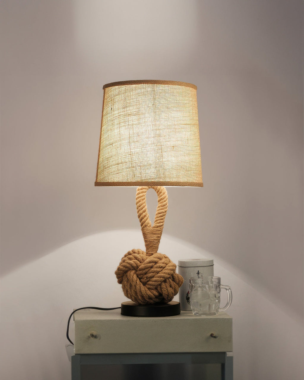 Haven Hemp Rope Table Lamp With Linen Shade And E27 Socket