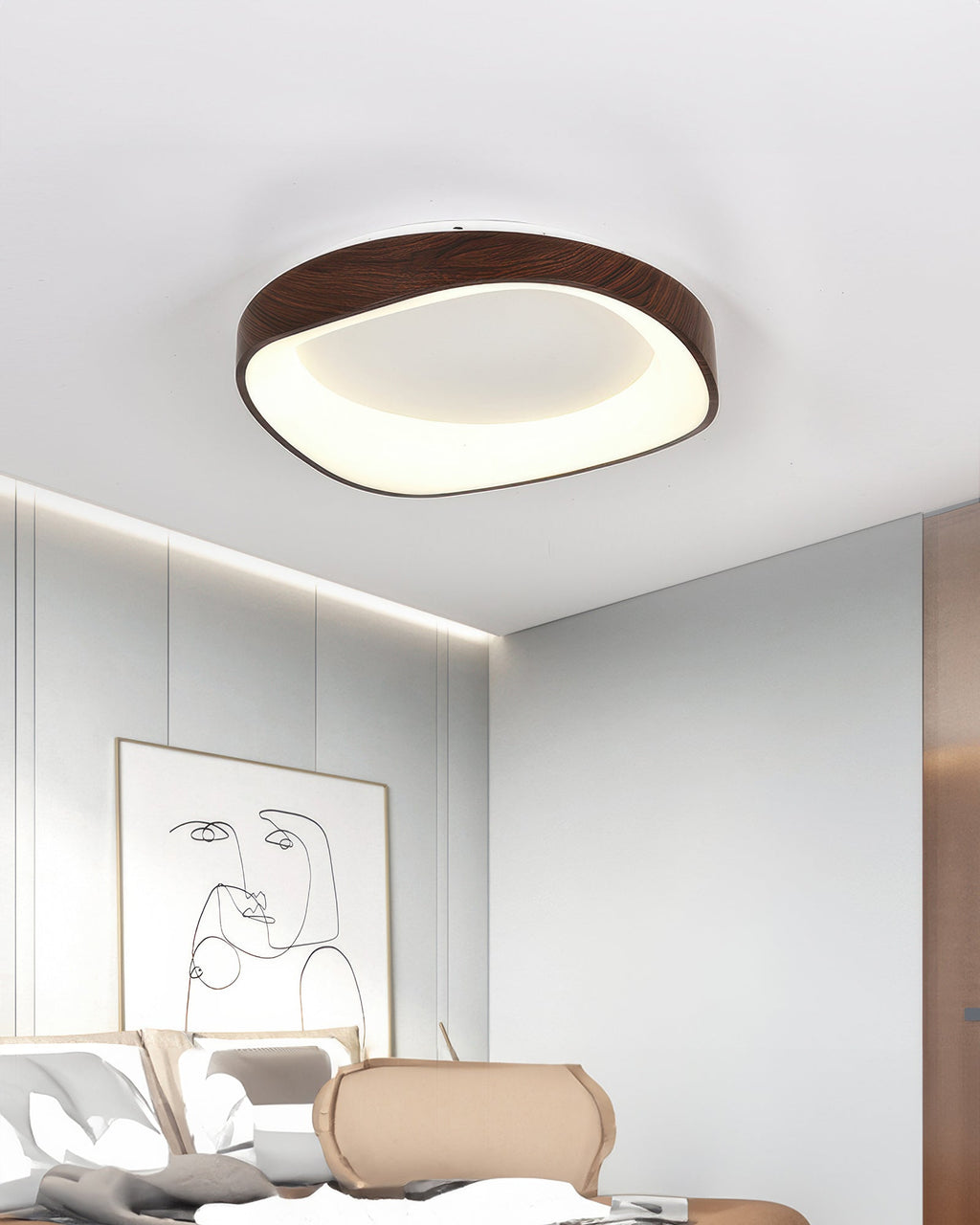 AstraNova Nordic Wood Grain LED Ceiling Light for Living Rooms and Bedrooms