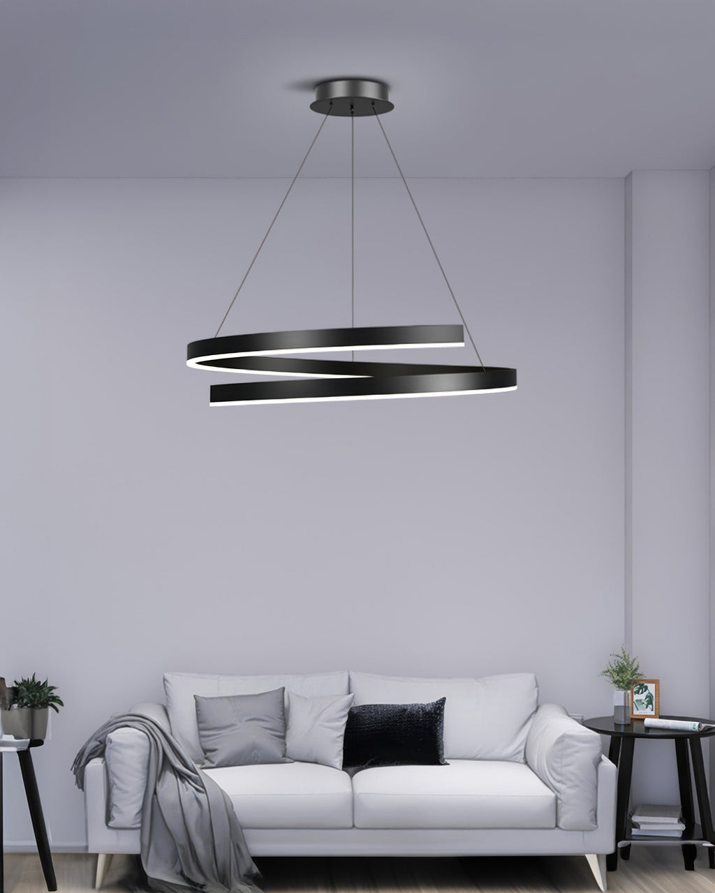 Kairo Mahogany-Style Chandelier With Adjustable Angles And Aluminum Woodgrain