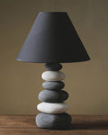 Aurelia Ambient Fabric Table Lamp with Stone-Textured Ceramic Base for Living Room