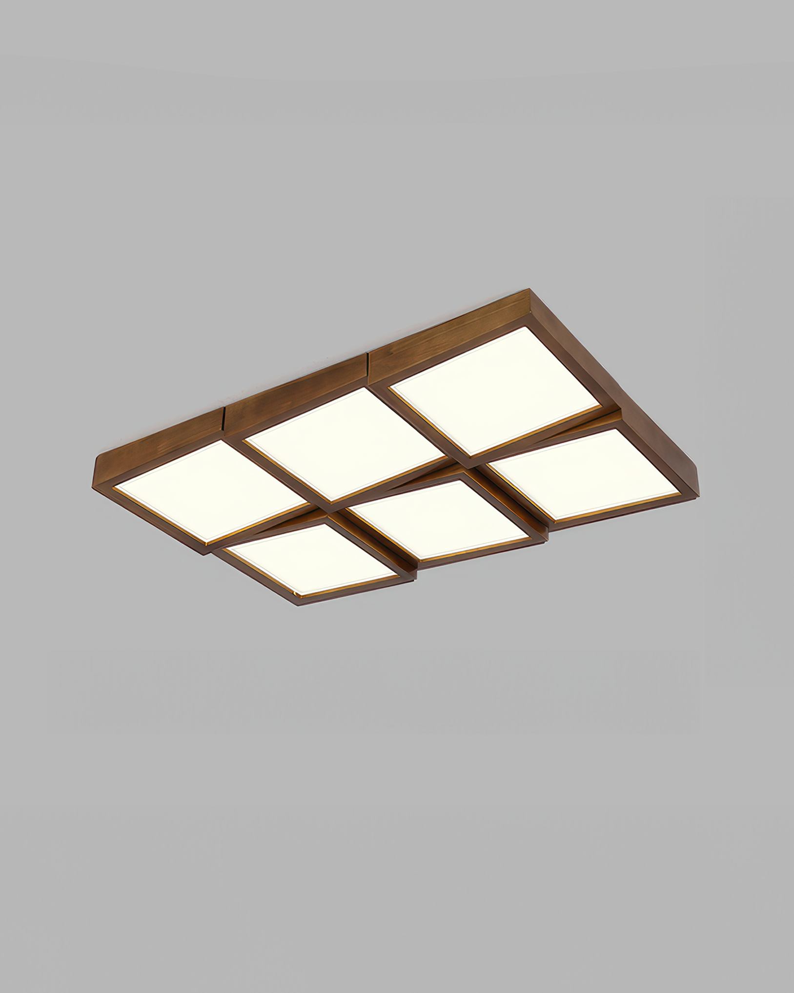 Caelum Modernist Walnut Log LED Ceiling Light, Energy-Efficient Soft Glow