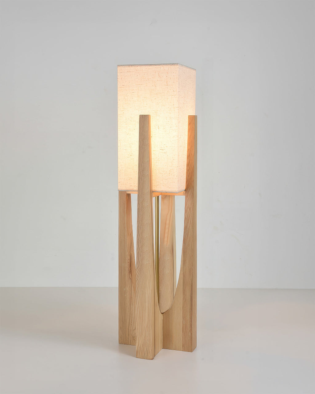 Kairoa Walnut Floor Lamp With Brass Accents Minimalist Japanese Design