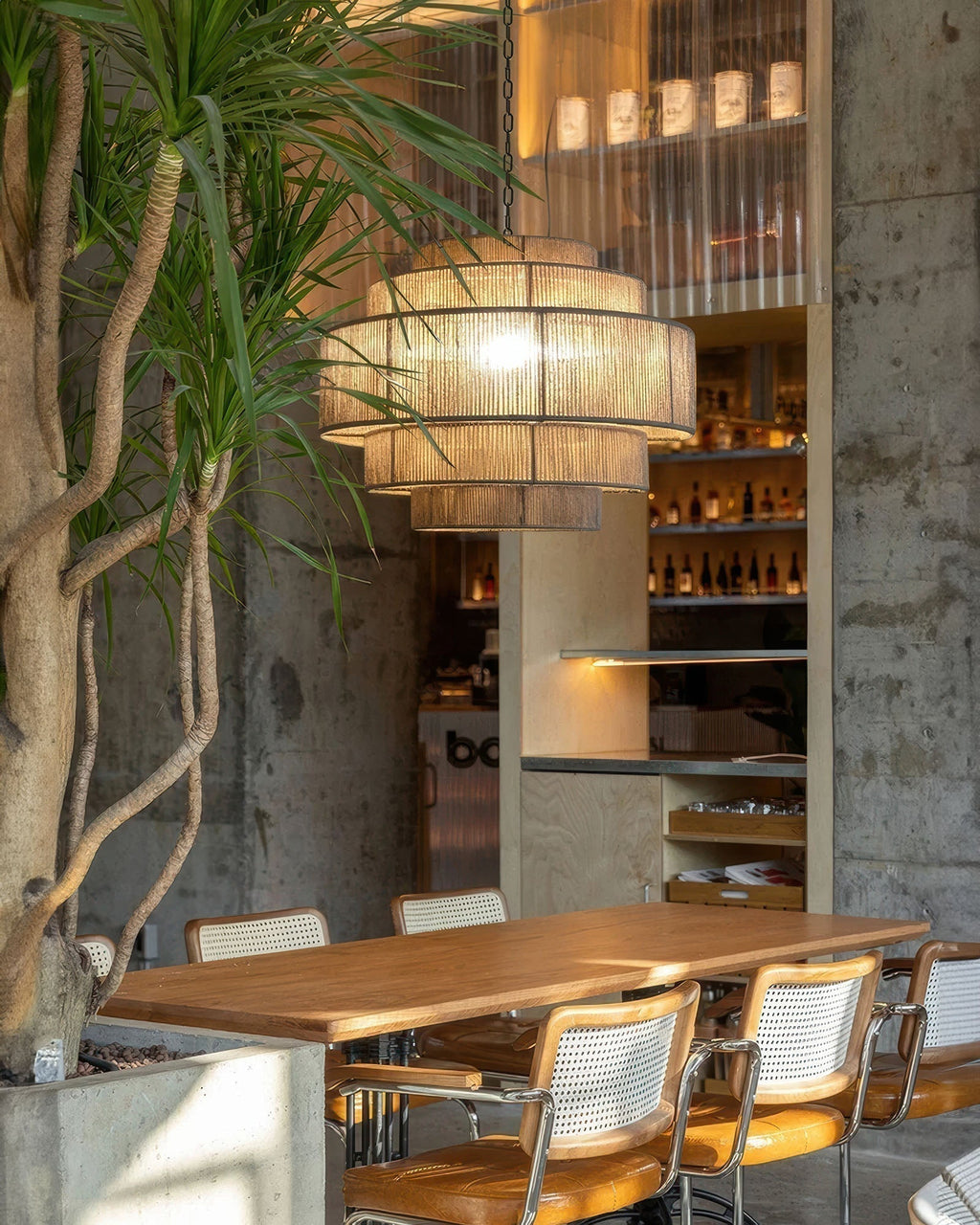 VerraWeave Handwoven Rattan Chandelier With Hemp Rope Accents