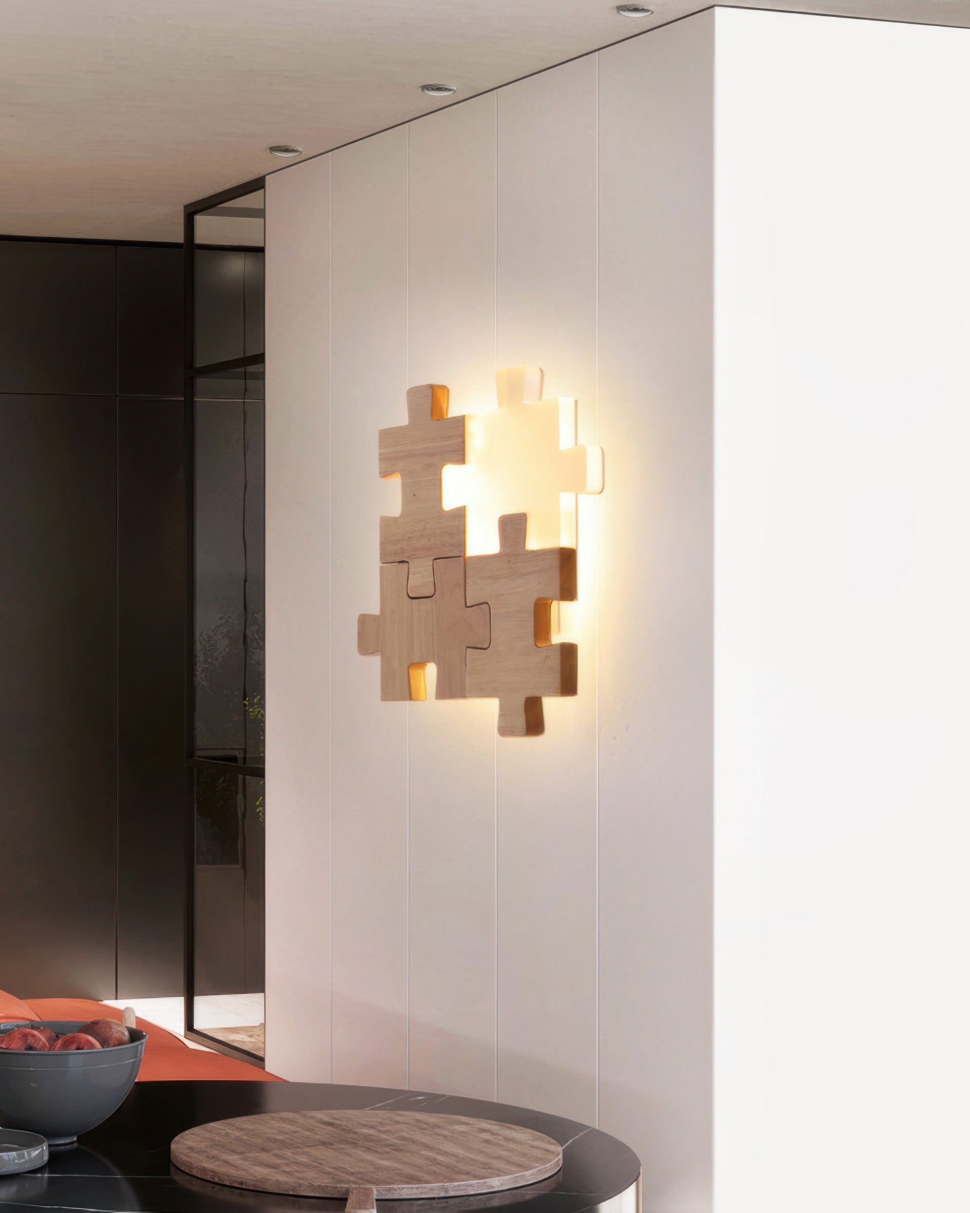 NovaPuzzle Wood Puzzle LED Wall Sconce in Nordic Minimalist Style