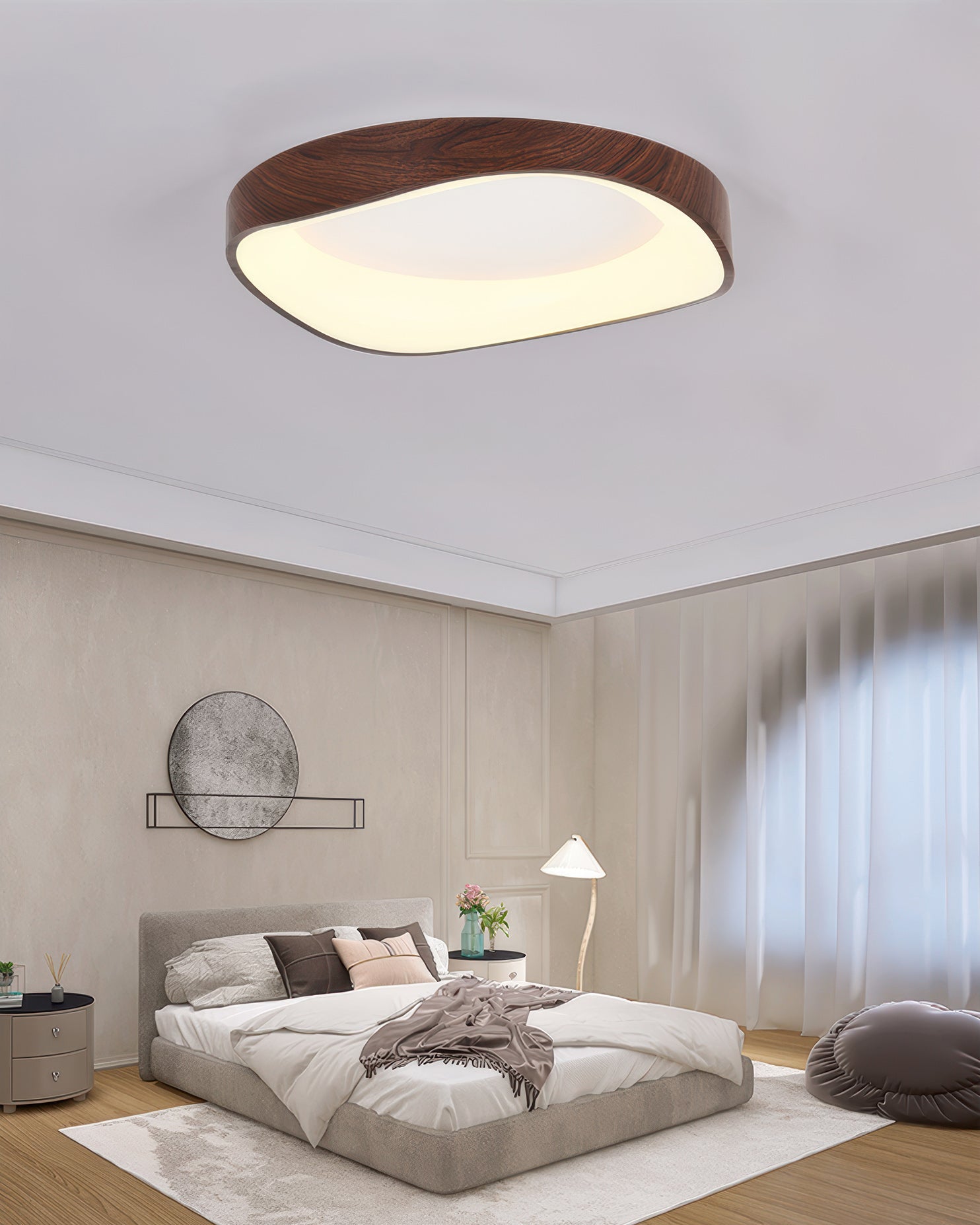 AstraNova Nordic Wood Grain LED Ceiling Light for Living Rooms and Bedrooms