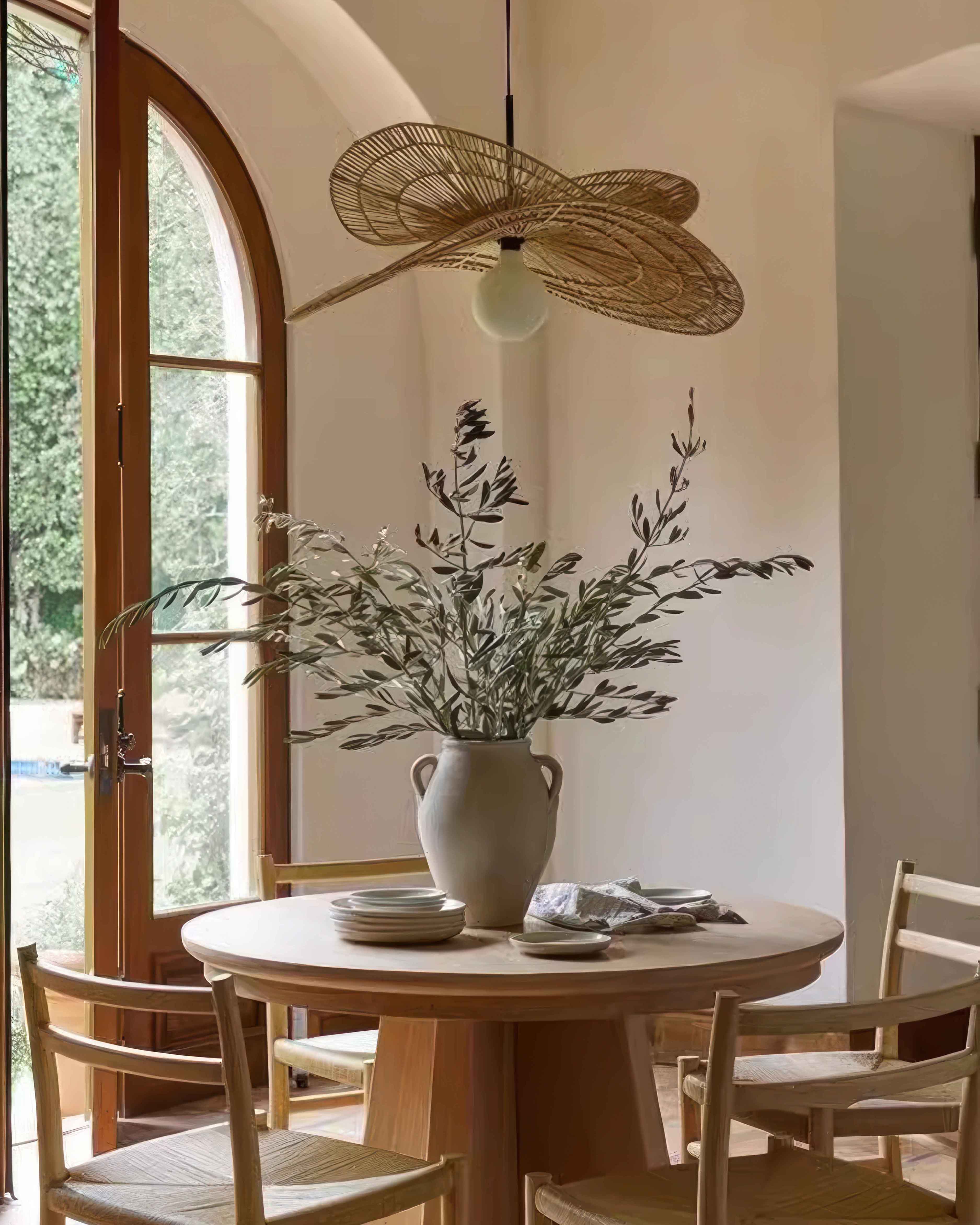 LumaRin Handwoven Rattan Chandelier in Japanese Wabi Sabi Style Ambient Light