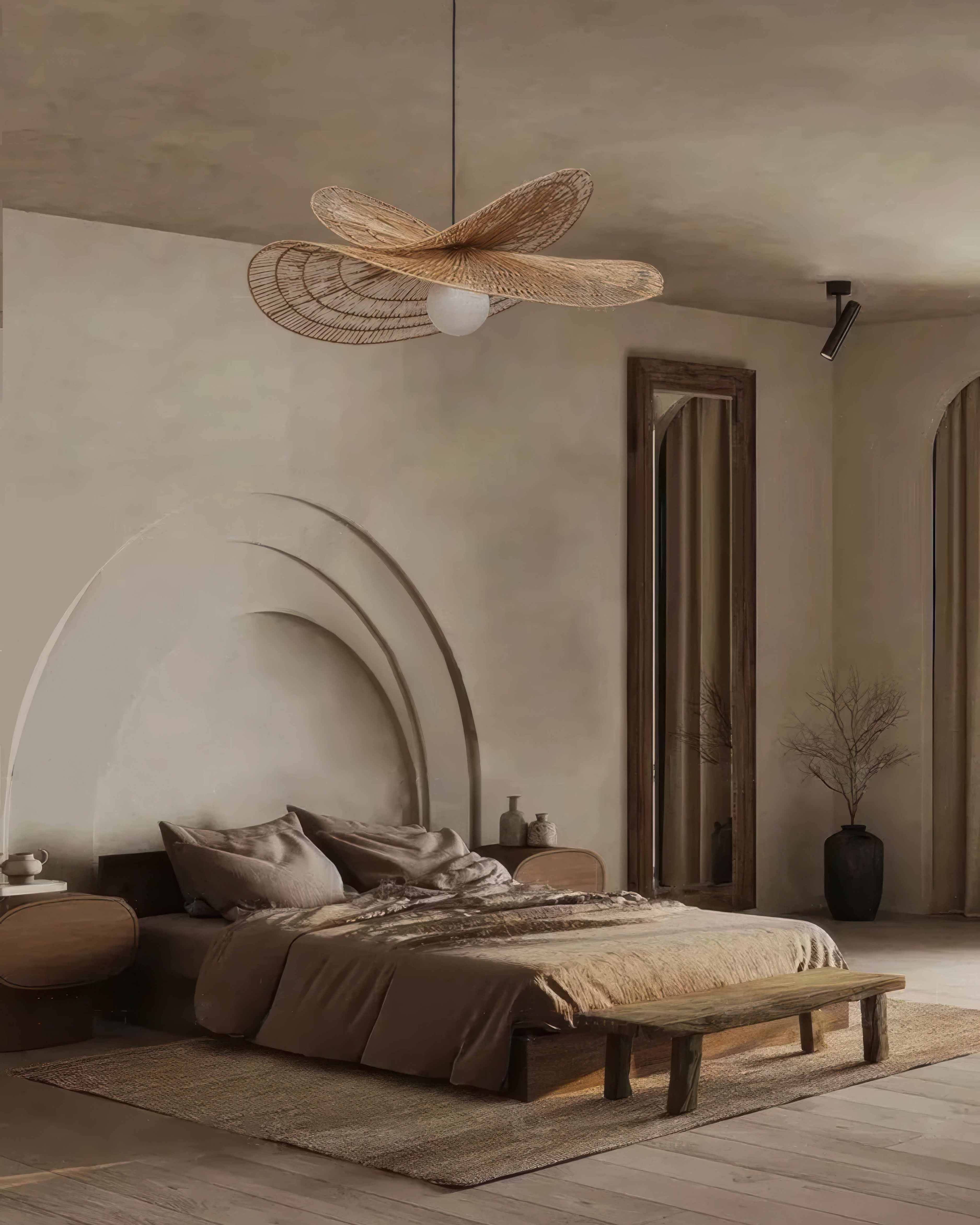 LumaRin Handwoven Rattan Chandelier in Japanese Wabi Sabi Style Ambient Light