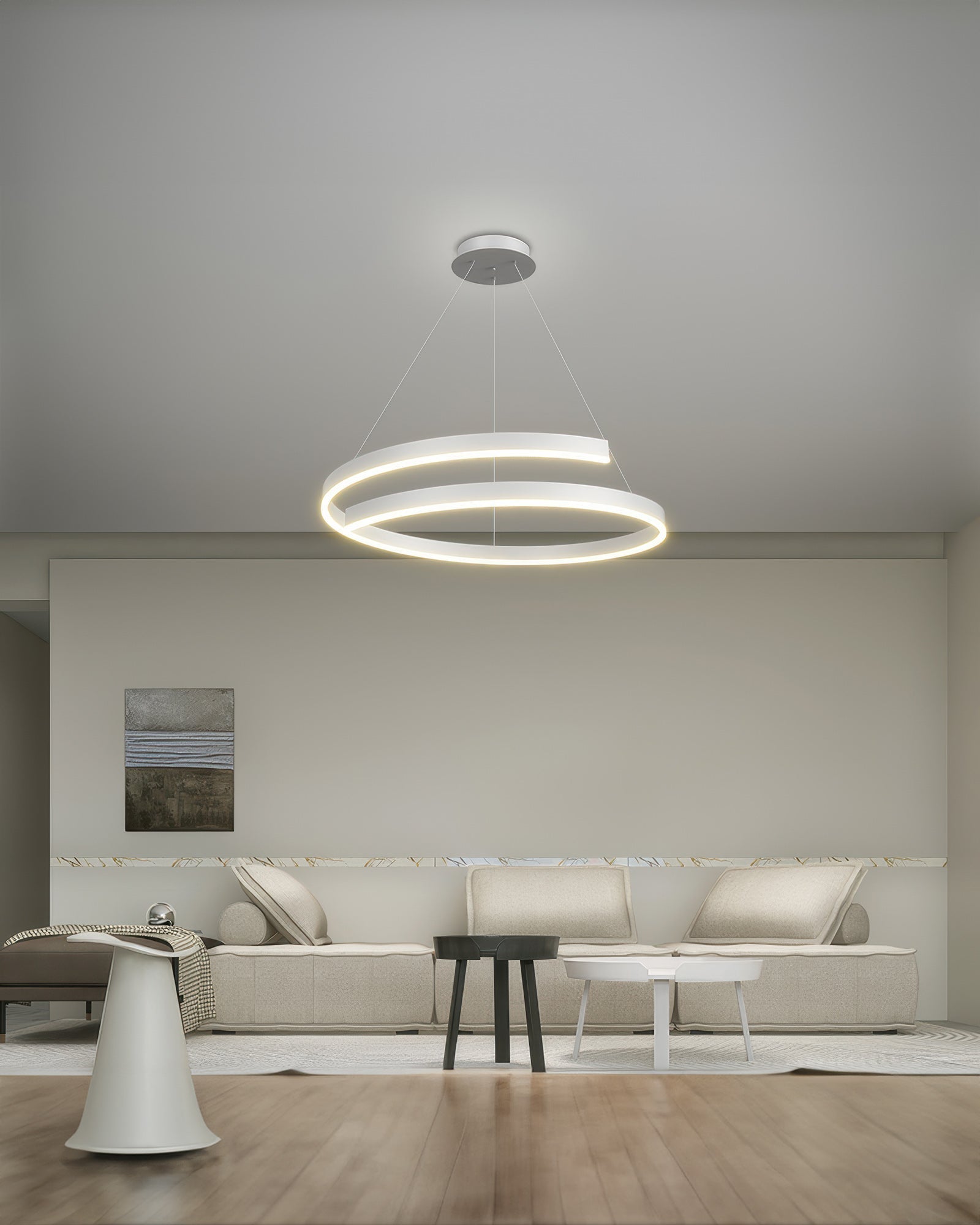 Kairo Mahogany-Style Chandelier With Adjustable Angles And Aluminum Woodgrain