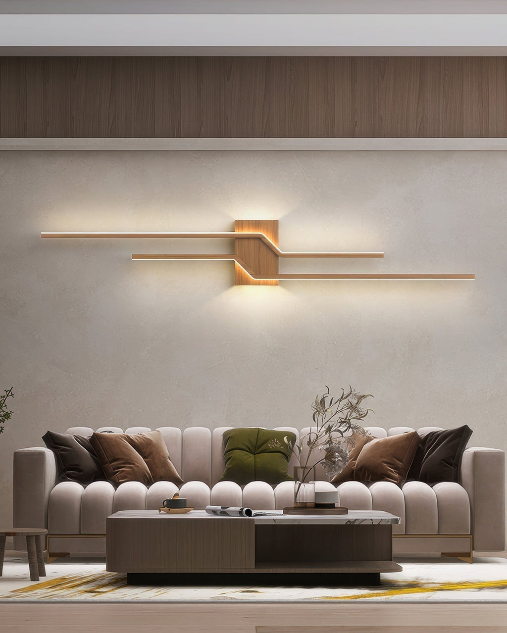 LumaVale Wood Grain Finish Minimalist LED Wall Light For Living Spaces