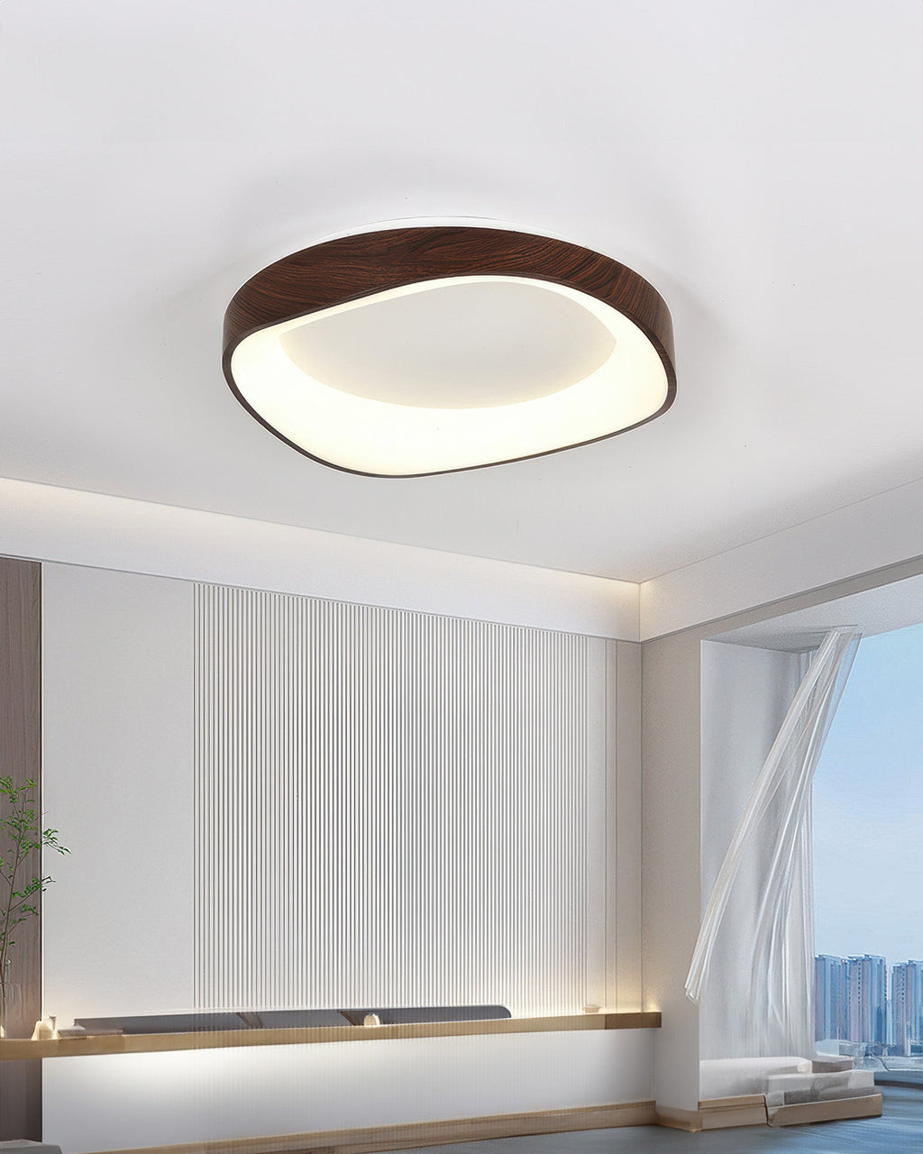 AstraNova Nordic Wood Grain LED Ceiling Light for Living Rooms and Bedrooms