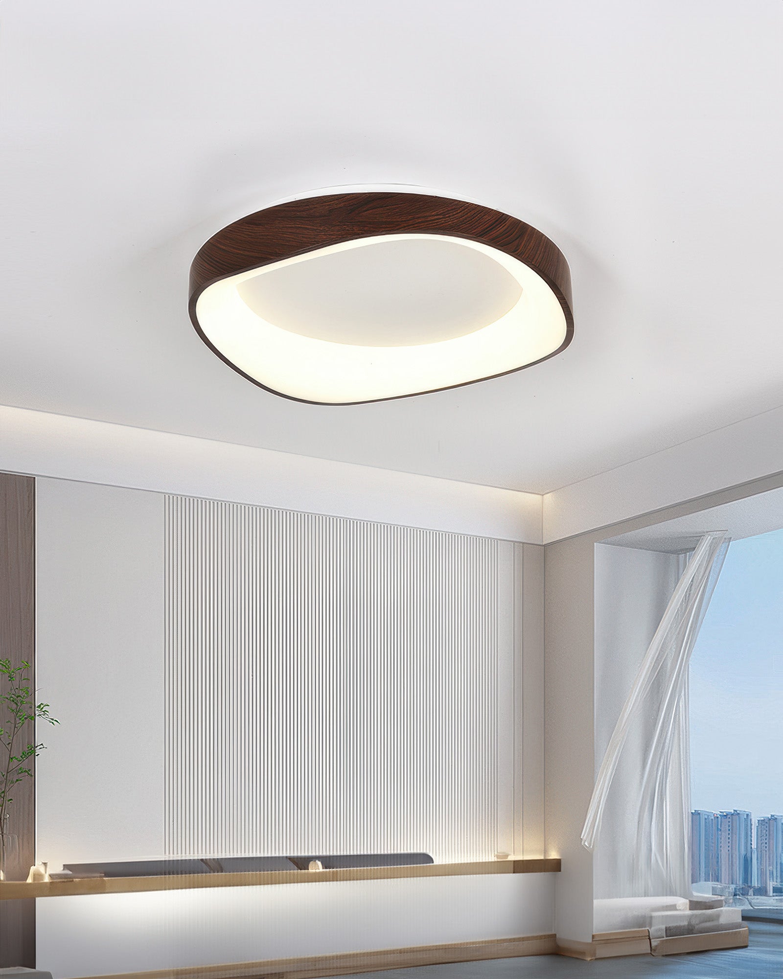 AstraNova Nordic Wood Grain LED Ceiling Light for Living Rooms and Bedrooms