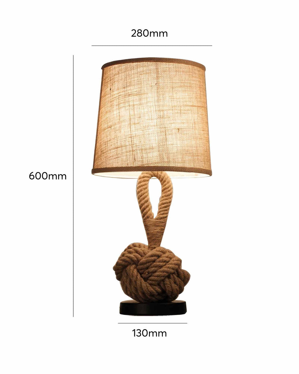 Haven Hemp Rope Table Lamp With Linen Shade And E27 Socket