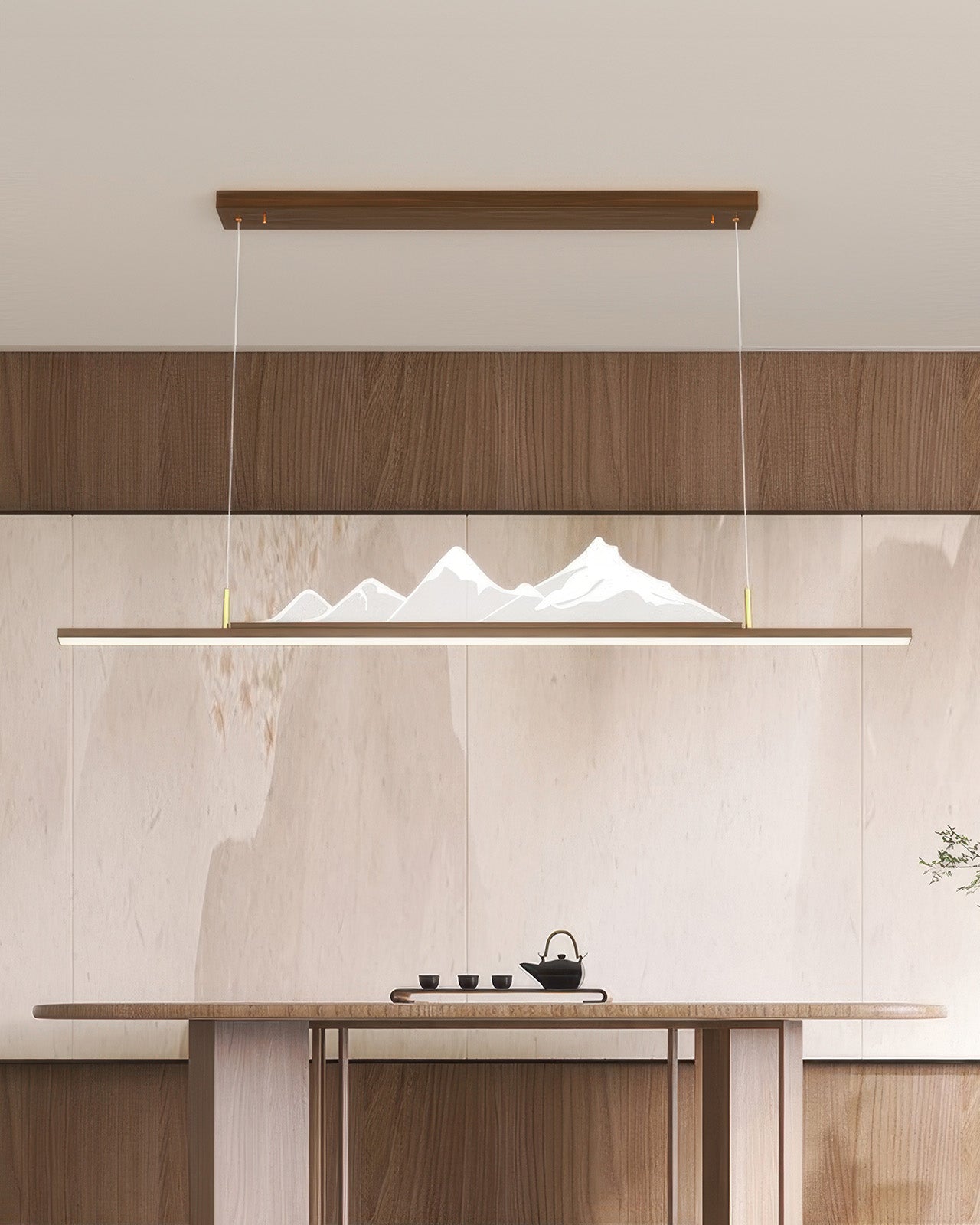 Kyara Zen Long Grain Wood Pendant Light in Japanese Style