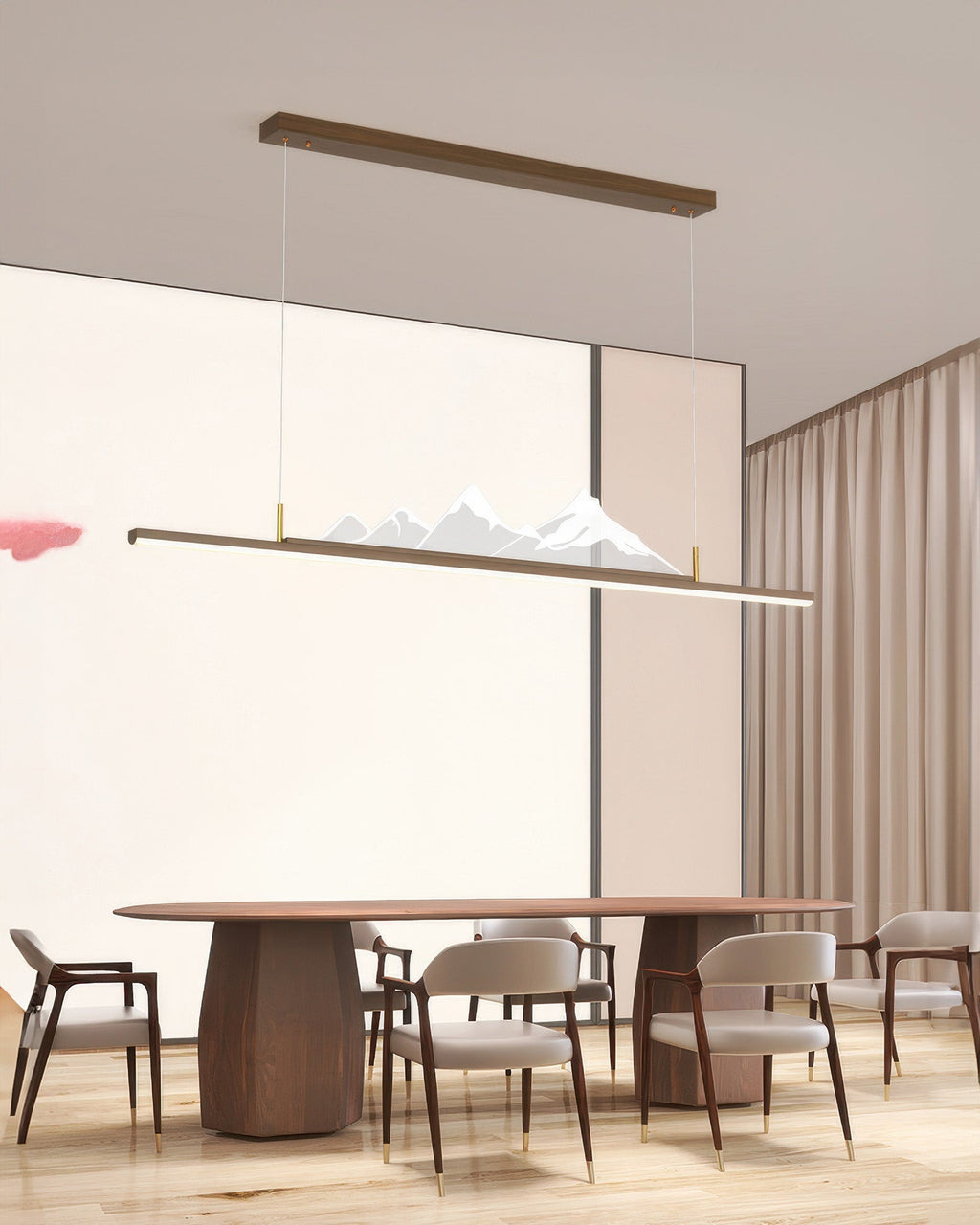 Kyara Zen Long Grain Wood Pendant Light in Japanese Style