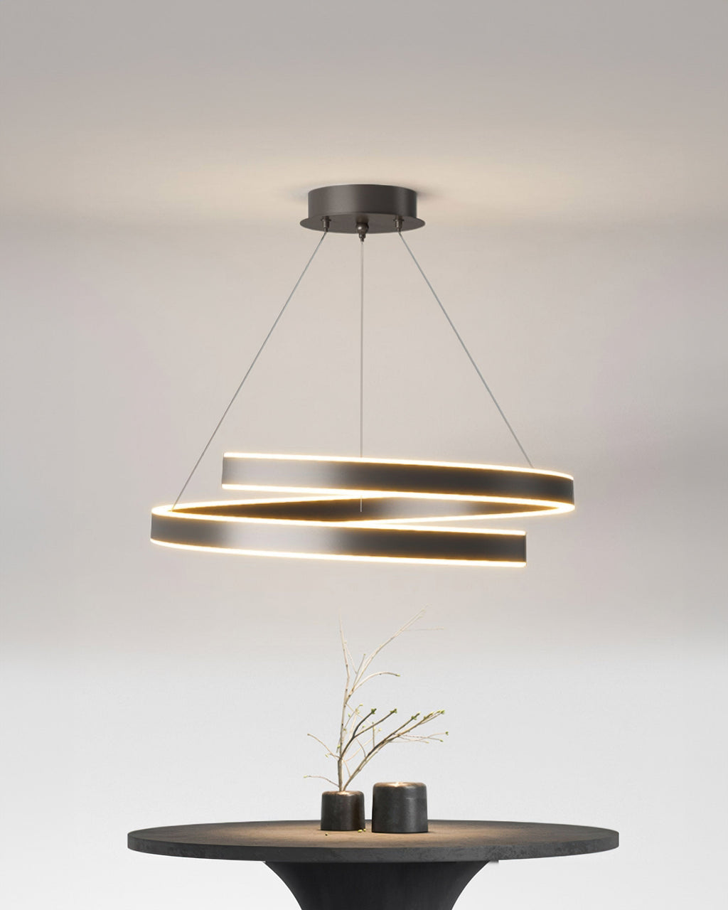 Kairo Mahogany-Style Chandelier With Adjustable Angles And Aluminum Woodgrain