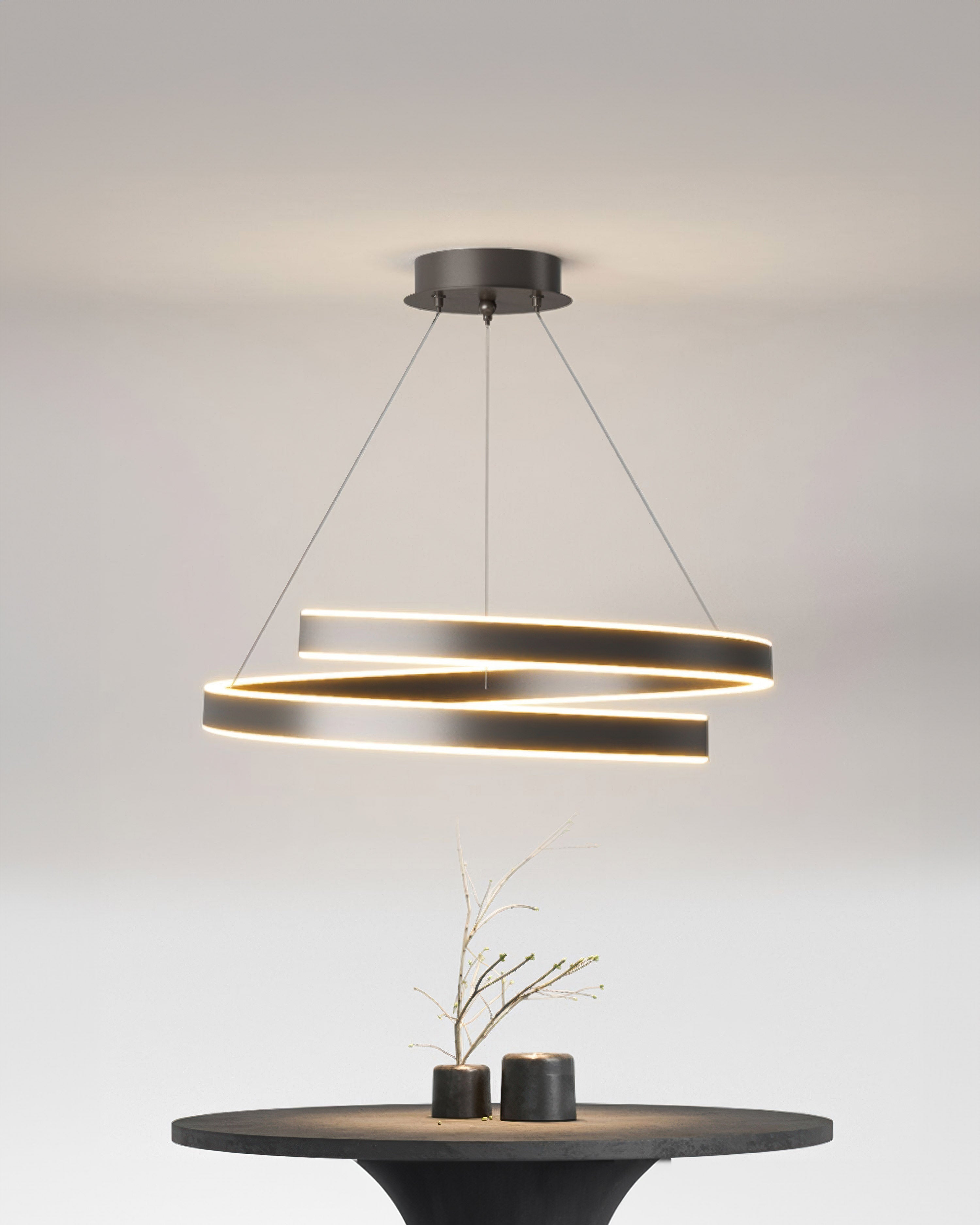 Kairo Mahogany-Style Chandelier With Adjustable Angles And Aluminum Woodgrain