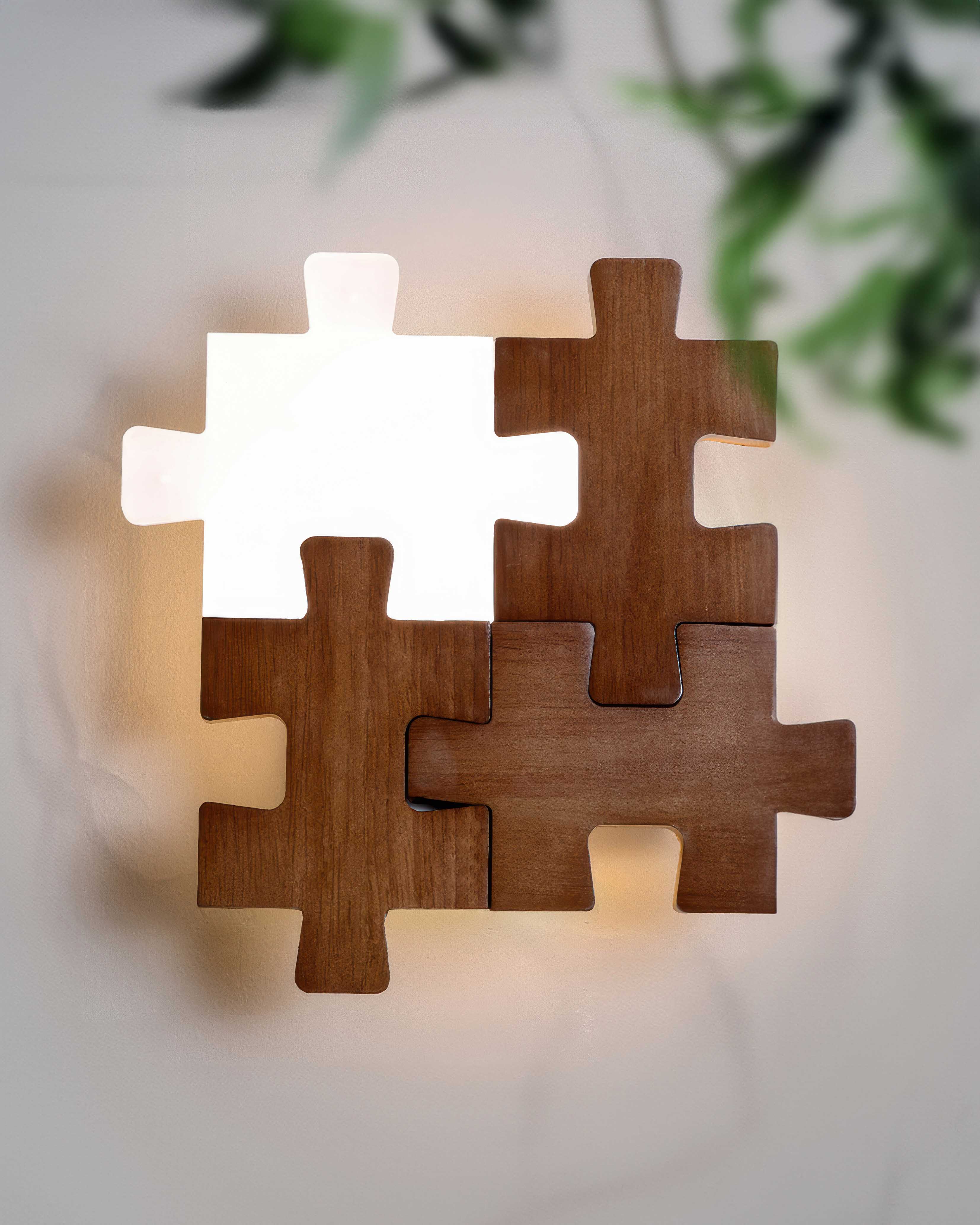 NovaPuzzle Wood Puzzle LED Wall Sconce in Nordic Minimalist Style