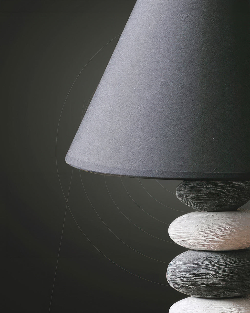 Aurelia Ambient Fabric Table Lamp with Stone-Textured Ceramic Base for Living Room