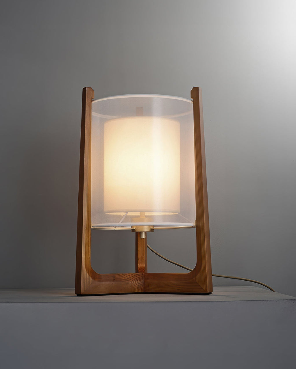 Orinex Floor Lamp In Ash Wood And Needle Wire Cloth Shade