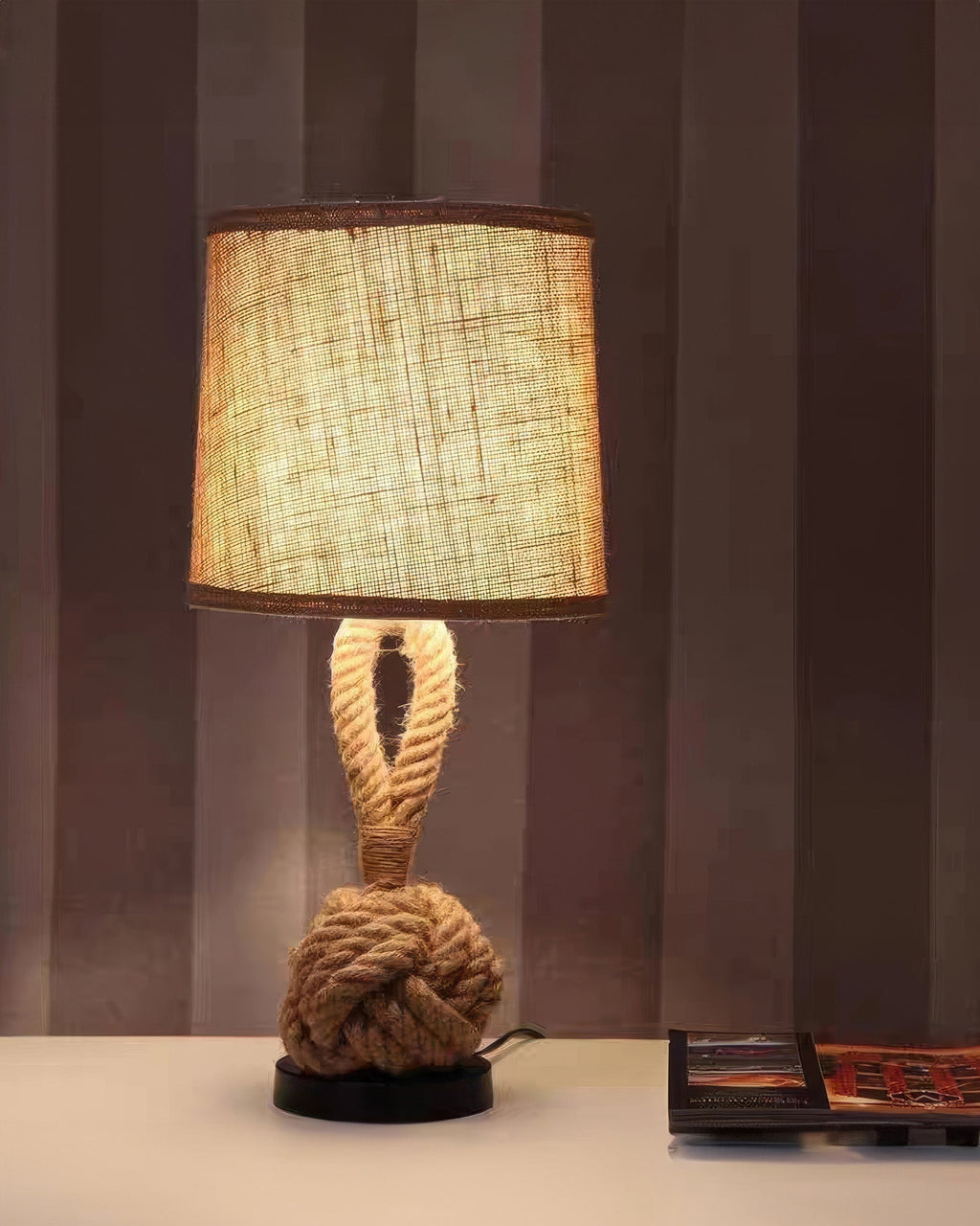 Haven Hemp Rope Table Lamp With Linen Shade And E27 Socket