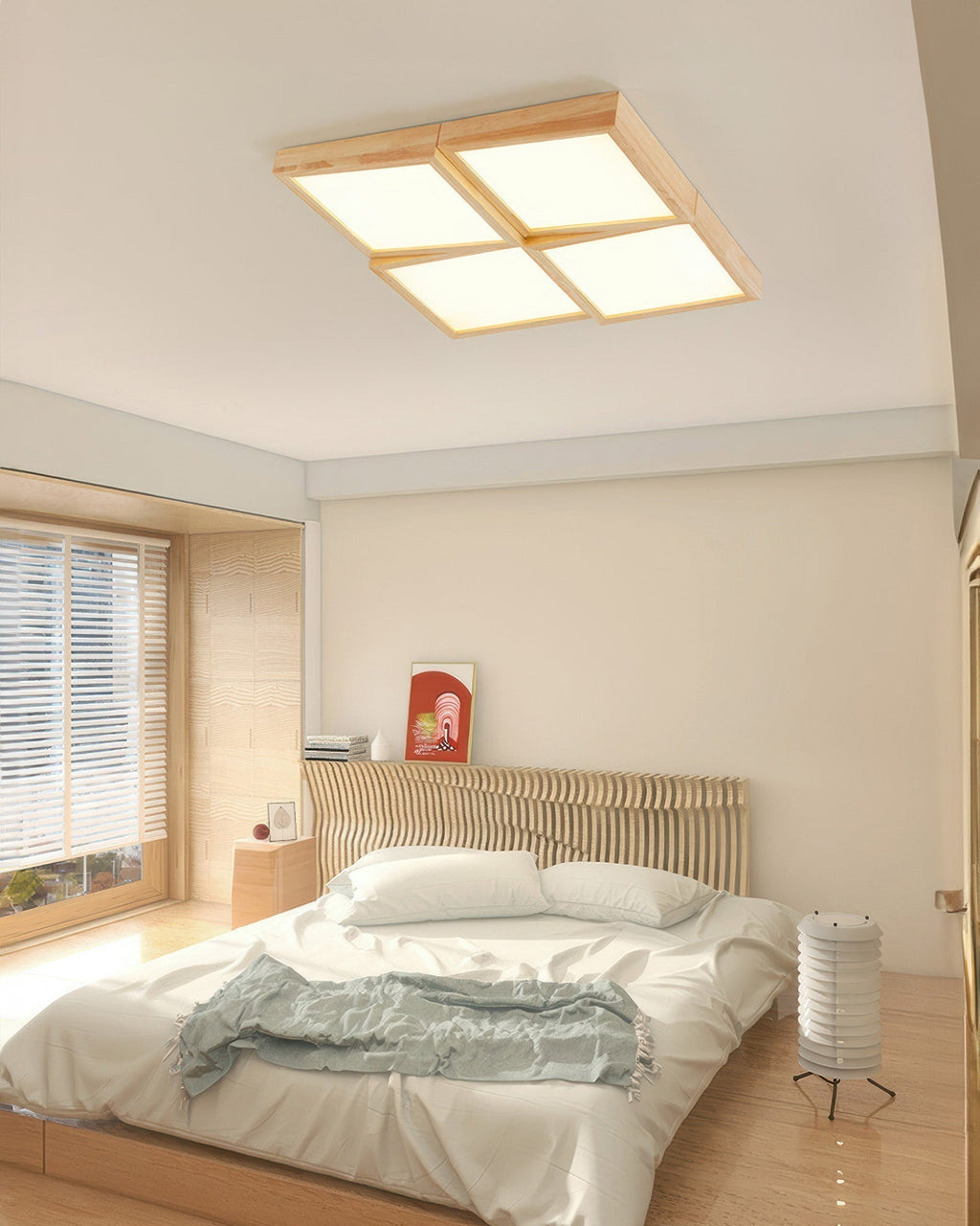 Caelum Modernist Walnut Log LED Ceiling Light, Energy-Efficient Soft Glow